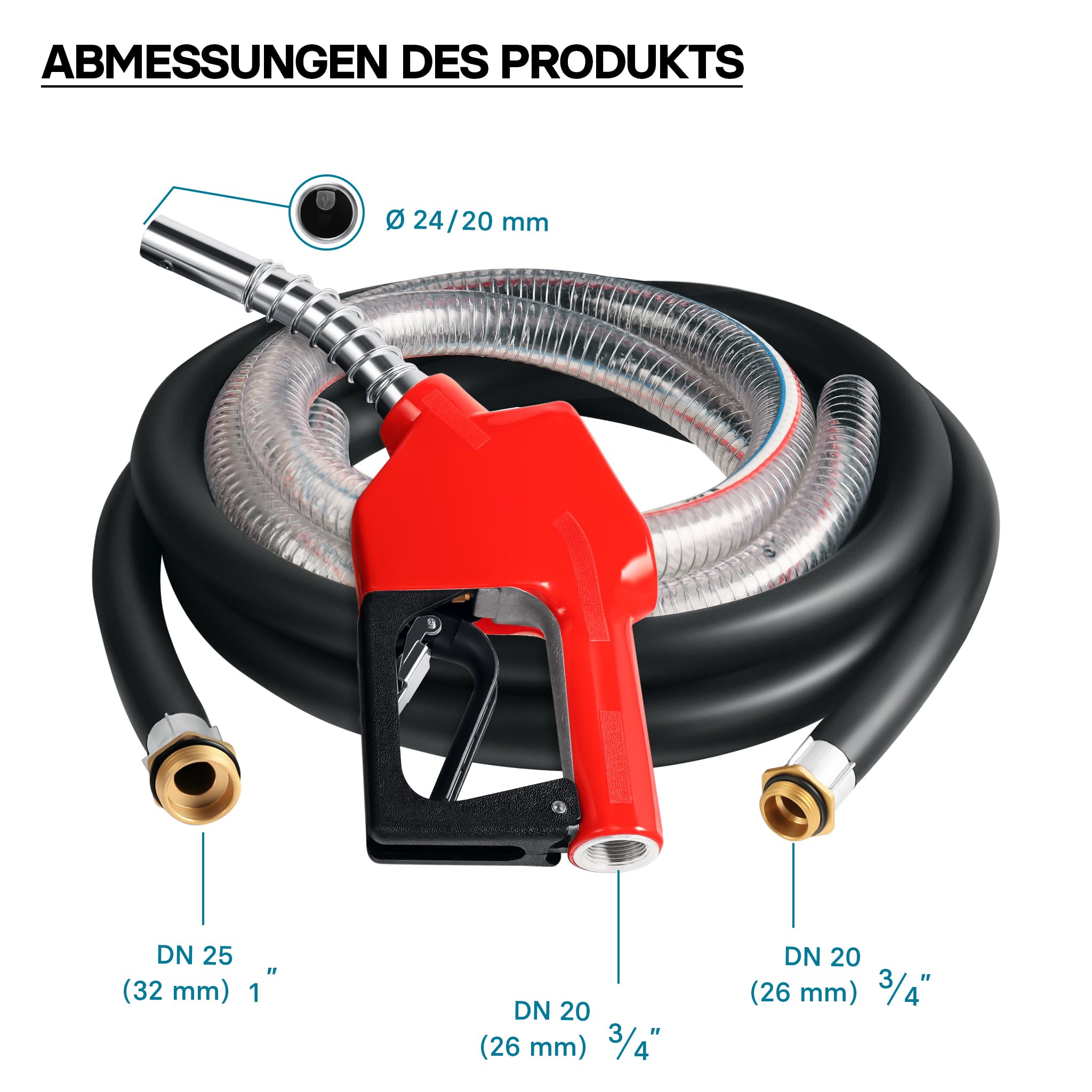 Wiltec Bio Dieselpumpe 12 V, 150 W, 40 l/min, Heizölpumpe selbstansaugend, Absaugpumpe für Diesel, Biodiesel, Heizöl, tragbare mobile Umfüllpumpe mit Zapfpistole und Schläuchen