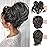 CJL HAIR Claw Clip Short Ponytail Hair Extensions DIY Bendable Metals Messy Bun Hair Piece for Wonen Straight Synthetic Fake Hairpieces Pepper Grey