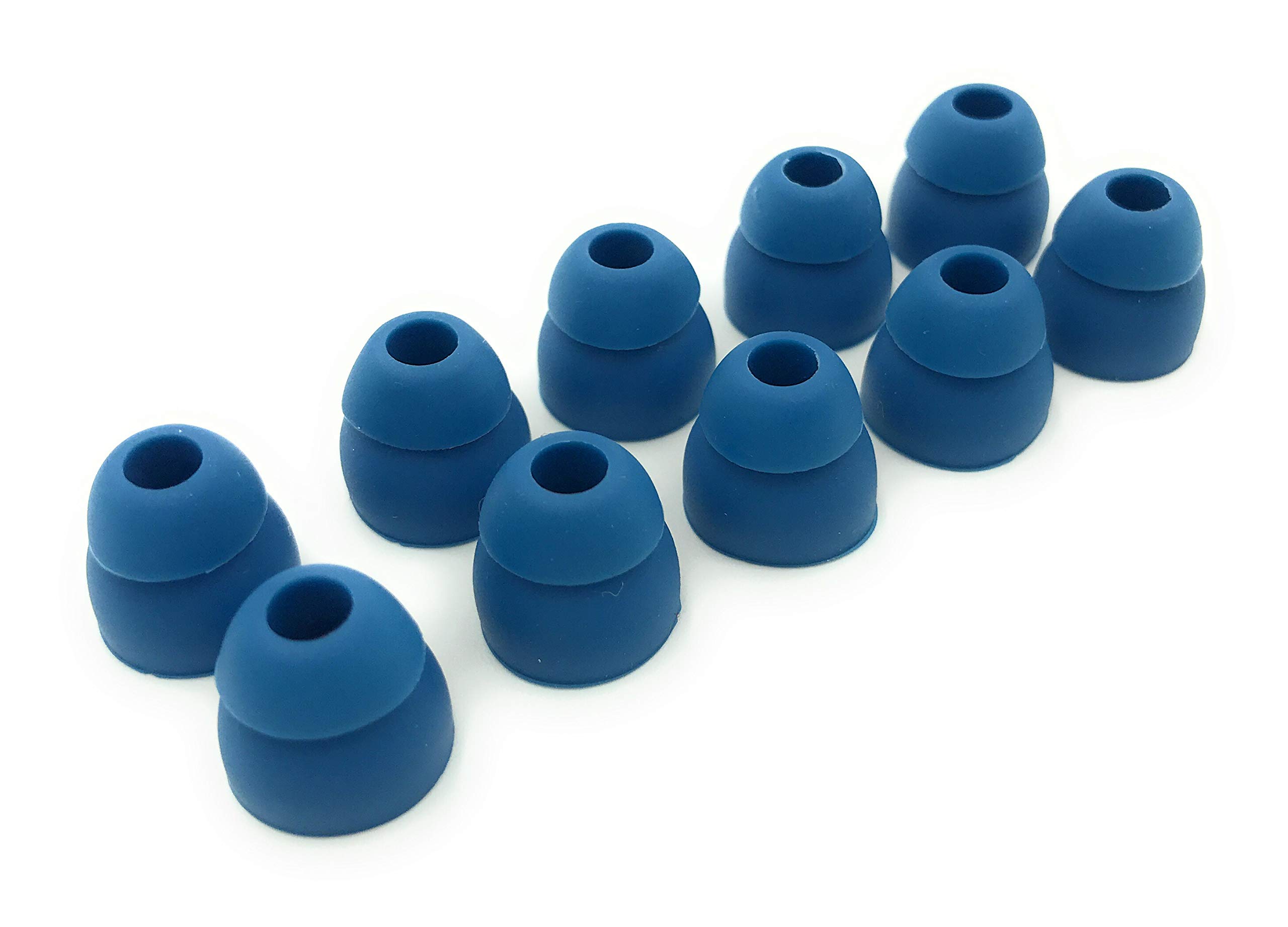 Pairs of Double Flange Replacement Earbud Tips fit Powerbeats, LG,  Symphonized, iFrogz, Mpow, Skullcandy, Panasonic Headphones (Dark Blue)