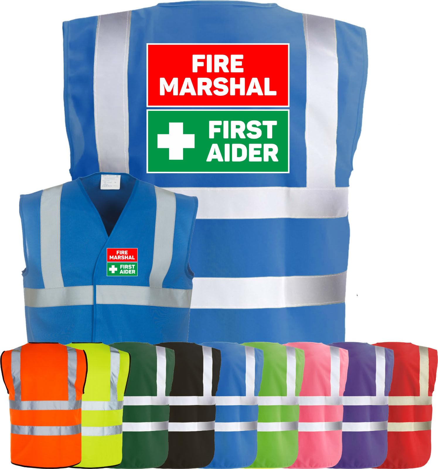 Corporate Togs FIRE MARSHAL FIRST AIDER Visibility Safety Vest Waistcoat, High Visibility, Hook & Latch Fastening Waistcoat Tabard | Safety Apparel & Protective Safety Wear โ image 1