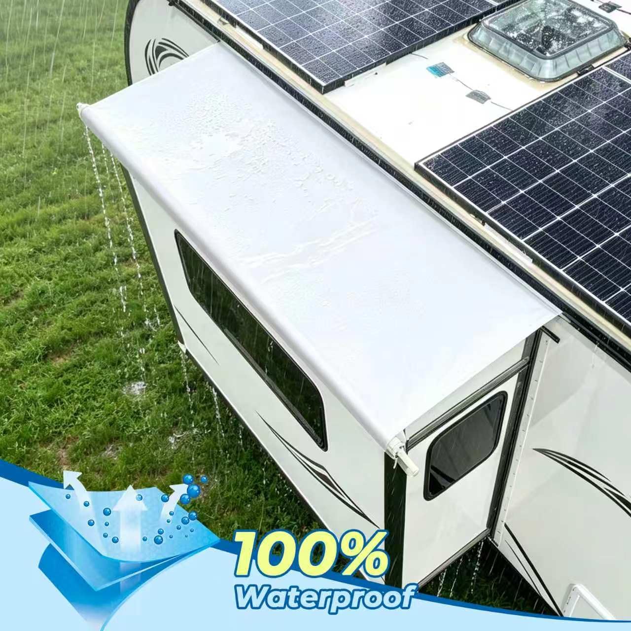 RV Slide Out Awning Kit - Modular Camper Slide Topper for 5th Wheels, Travel Trailers and Motorhomes - White, 13'9'' (13'1'' Fabric) 13'9"(13'1" Fabric) White