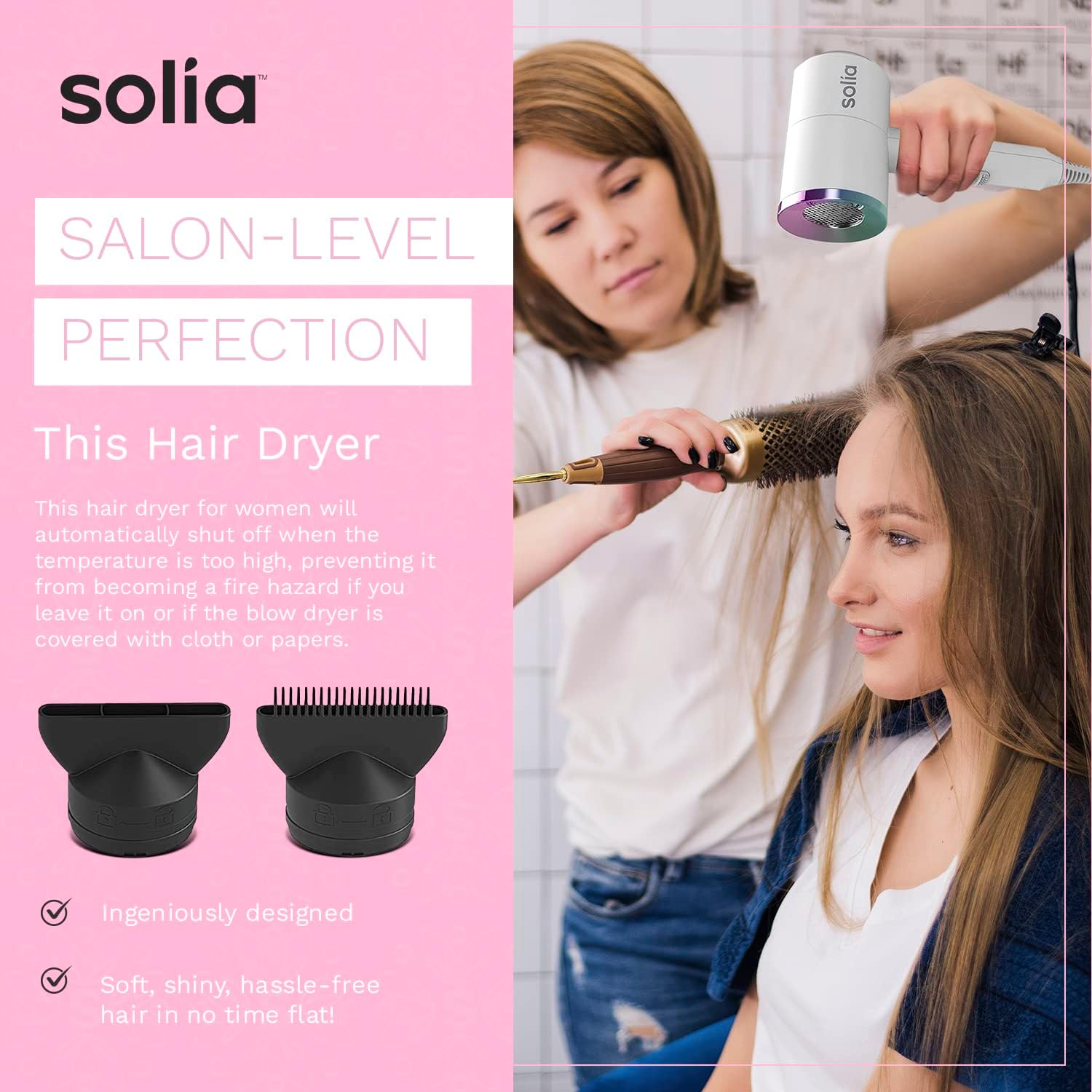 Solia Secador de pelo con peine concentrador y concentrador