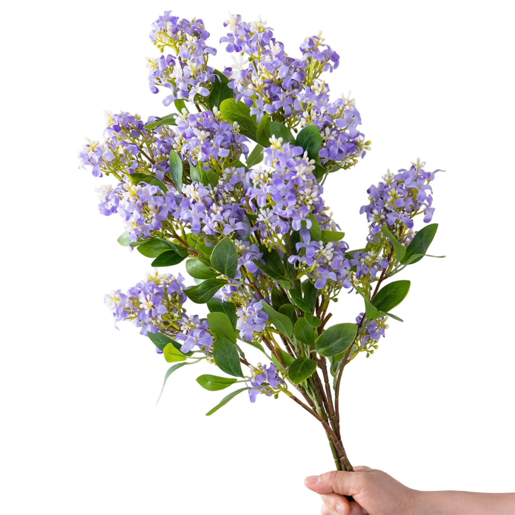 Jorzer 4 Flores Lilas Artificiales de 76 cm Color Morado con Tallo Largo Ideales para arreglos Florales Bodas y hogar.