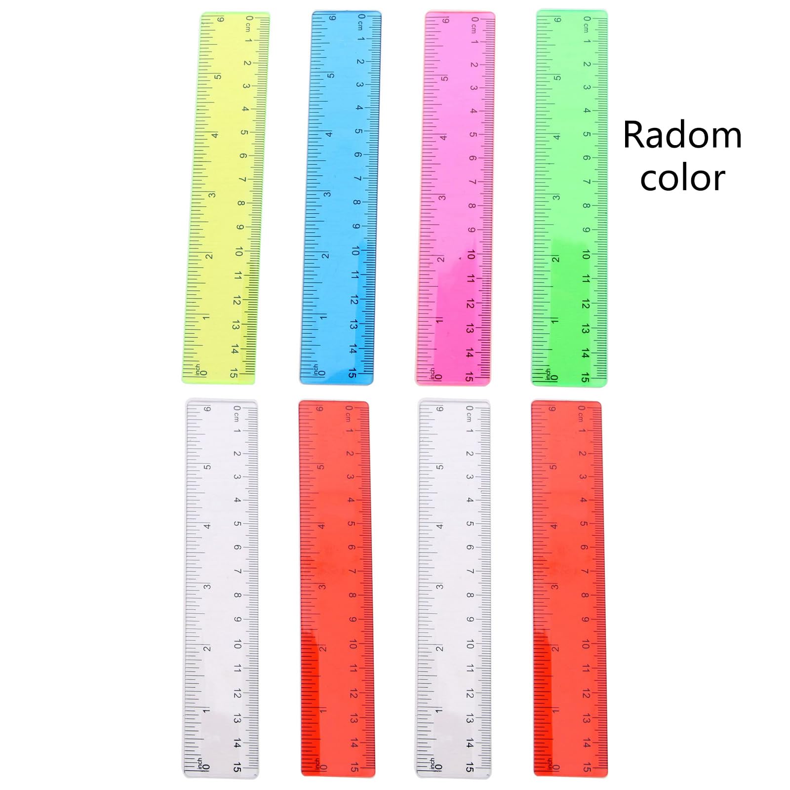 8Pcs Straight Shatterproof Ruler Set for Students School Math Supplies 6 Inch Clear Plastic Rulers Office Measuring Tool Colorful Plastic Rulers Clear Measuring Ruler Colorful Plastic Rulers Multi - Image 4