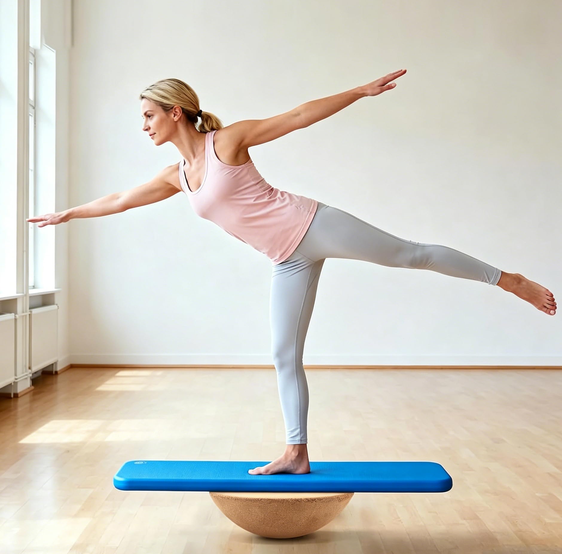 Balance Board Professionale in Legno, Yoga Balance Ball 30 x 10 cm fino a 200 kg mezza palla da ginnastica fitness forza del nucleo, stabilità, tavole