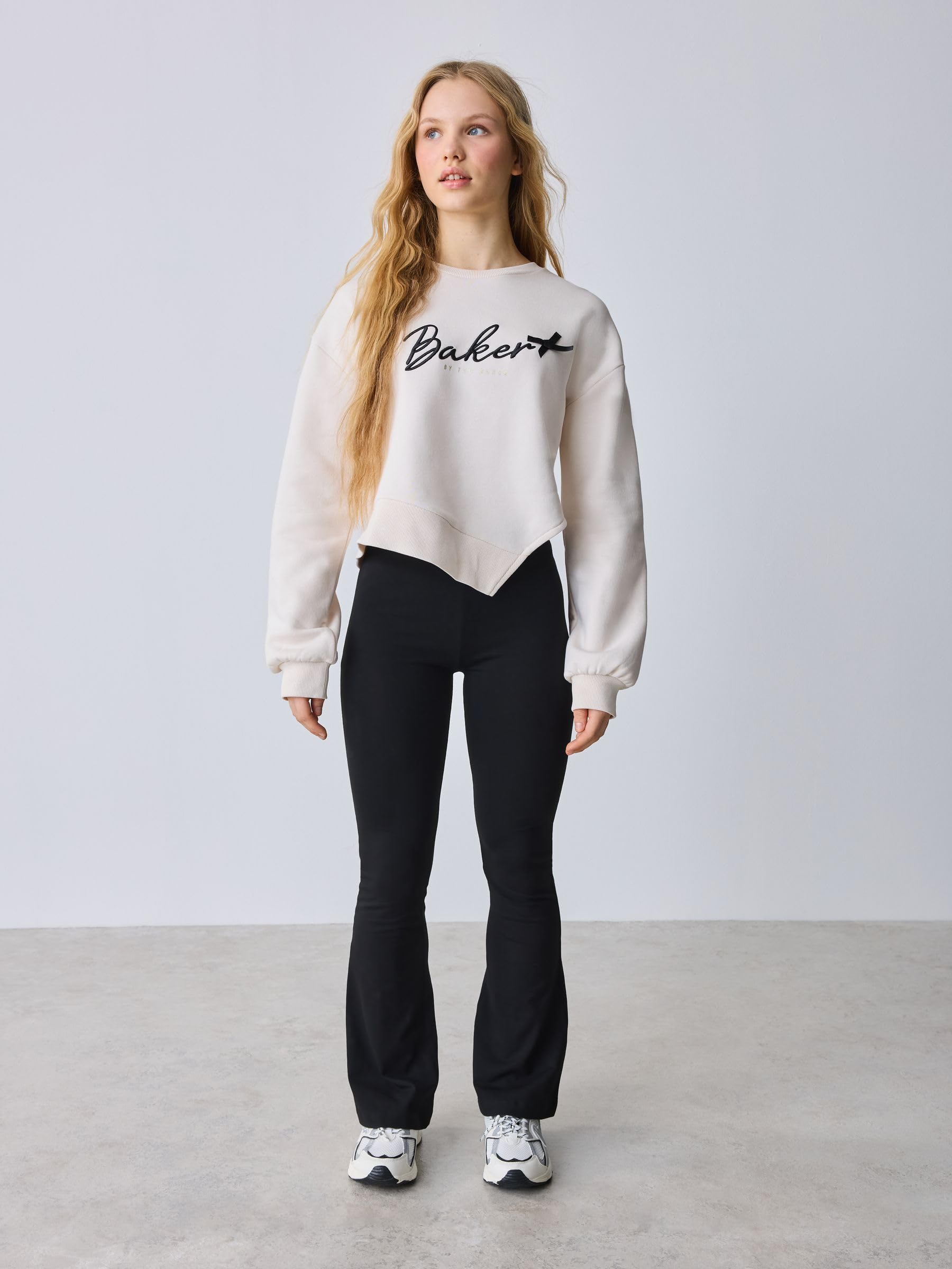 Mädchen asymmetrisches Sweatshirt und Leggings mit Schlag im 2-teiligen Set