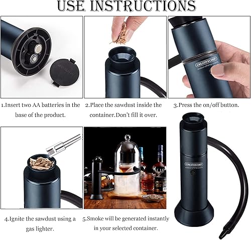 Miniatura 3 de Kit de camarero con ahumador de cóctel, kit de ahumador de whisky de 16 piezas, juego de bar con coctelera, kit de barman con herramientas