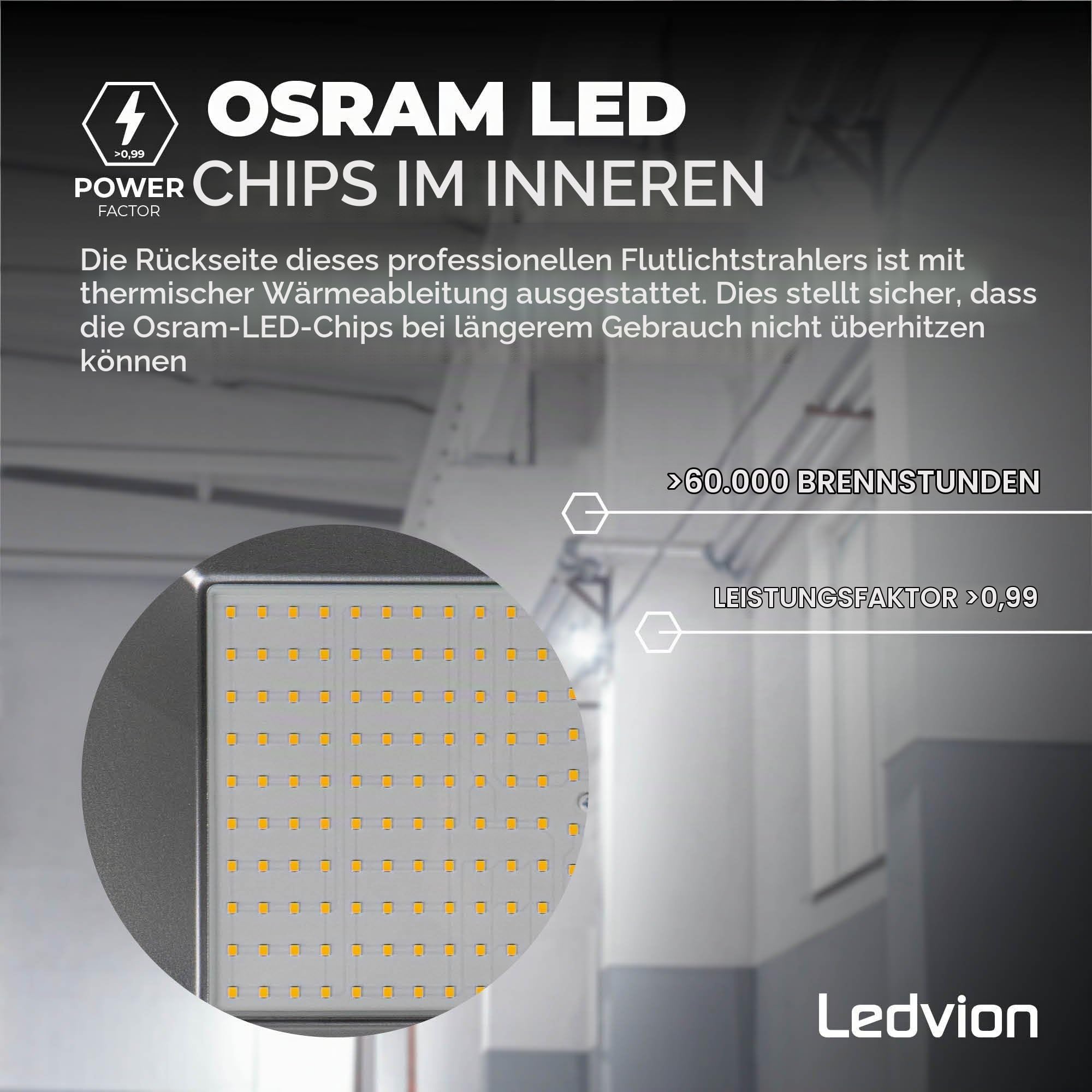 Ledvion LED Strahler Außen 200W wasserdicht IP65 4000K 17000lm | Schnellanschluss und verstellbare Halterung fuer Fassade Hof Garten und Betrieb