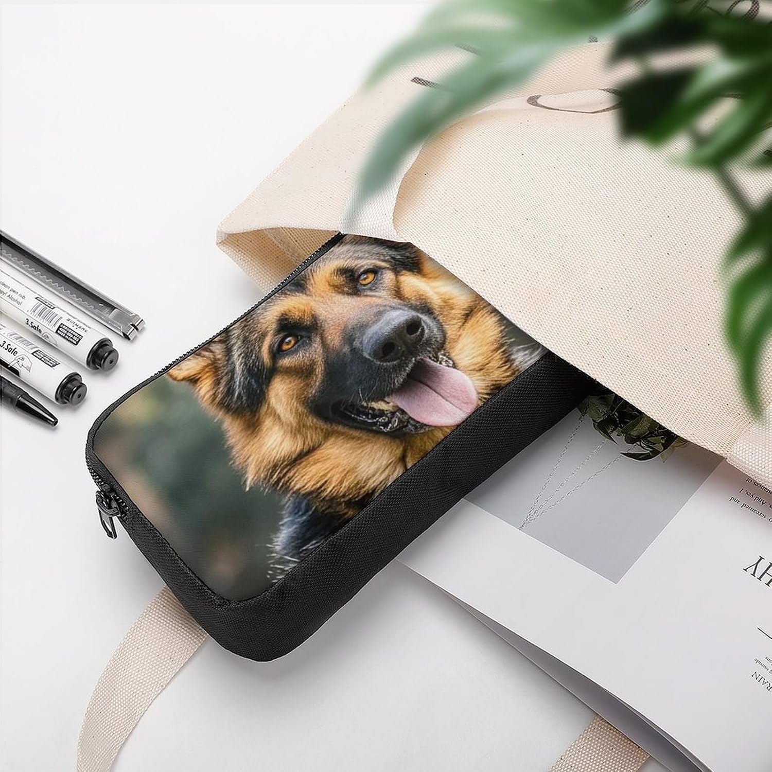 German Shepherd Pencil Case Large Pencil Bag with Zipper image 5
