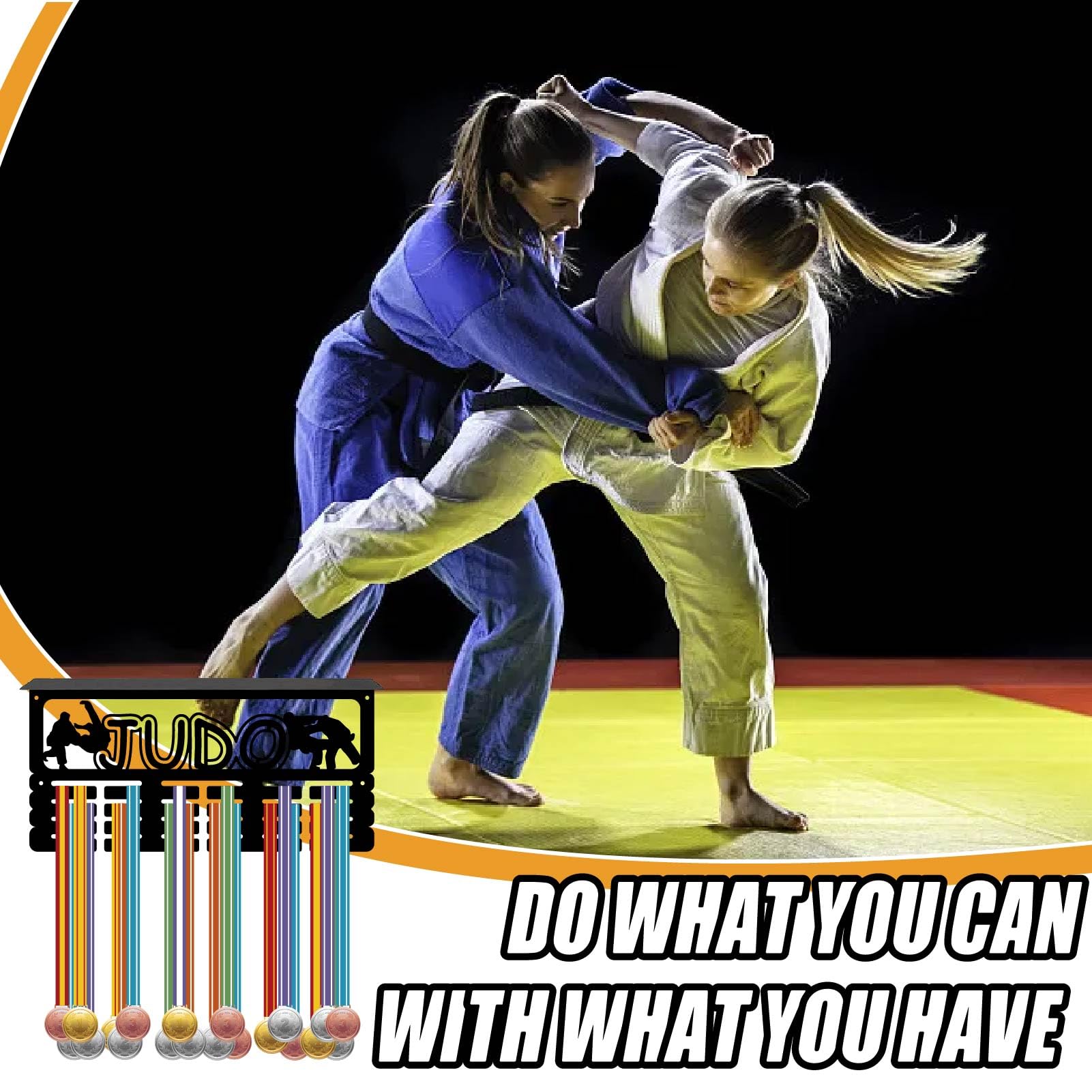 CREATCABIN Porta Medaglie Judo Espositore Montaggio A Parete 40x20x10cm