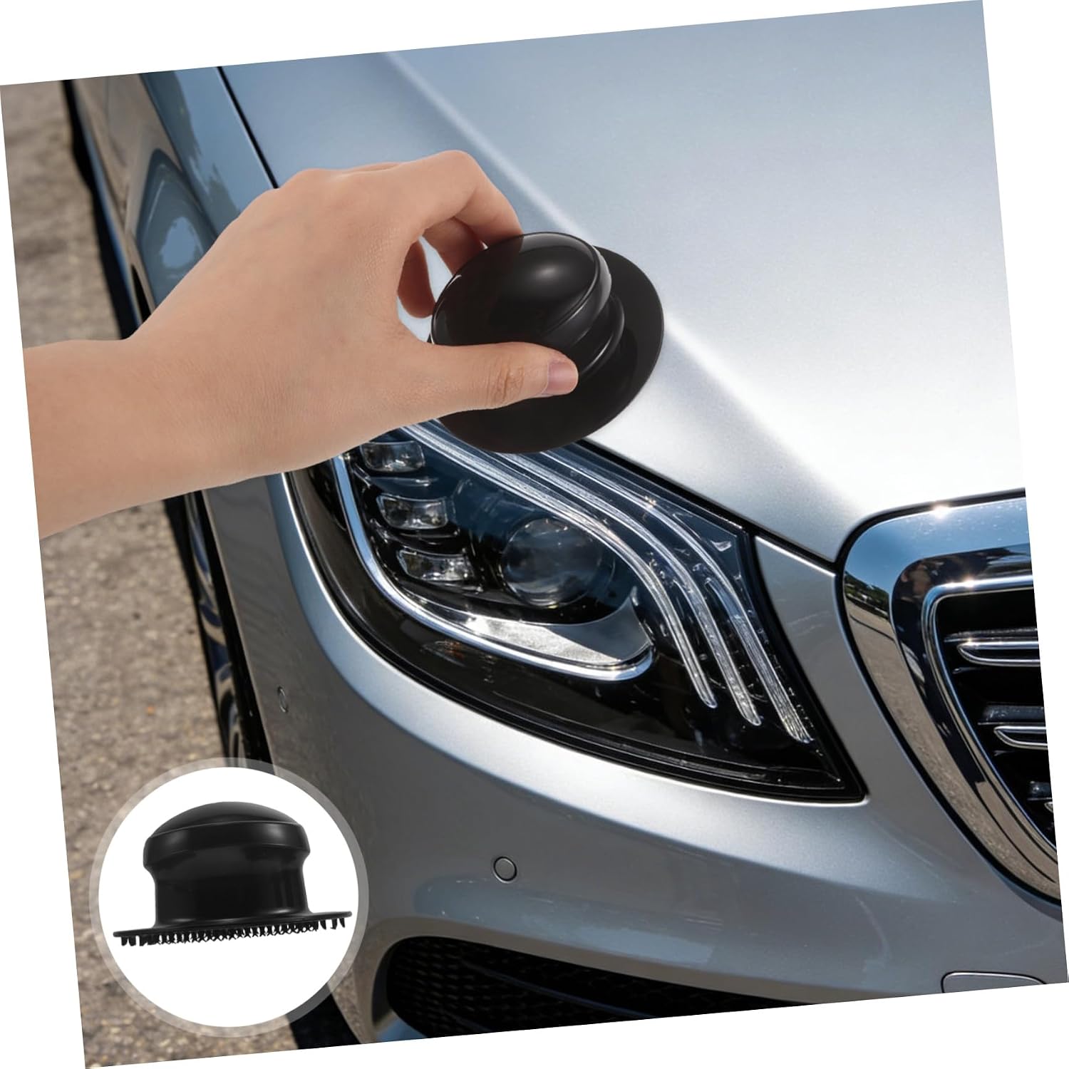 GLEAVI 4pcs Car Polishing Handle Grip Set for Wax Application Round Foam Applicator Pads, Detailing Tool for Car Finish and Buffer Polisher Accessories