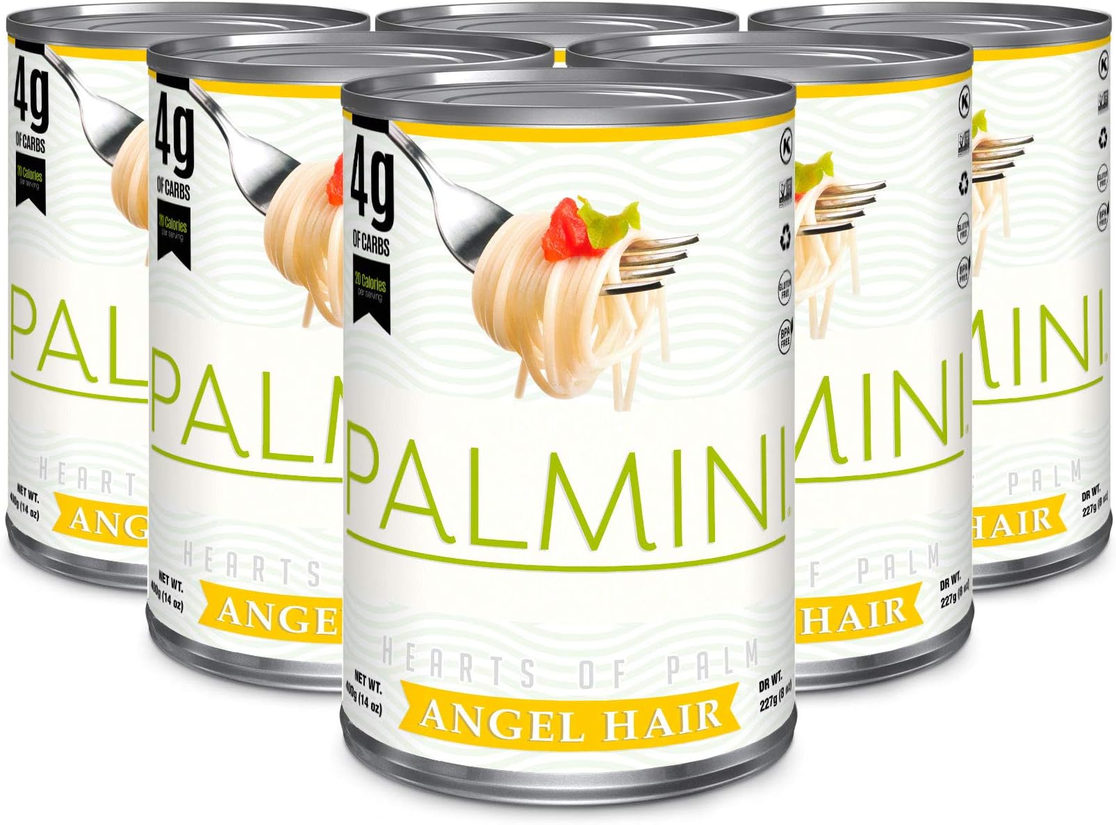 Angel Hair Pasta | Low-Carb, Low-Calorie Hearts of Palm Pasta | Keto, Gluten Free, Vegan, Non-GMO, Plant Based, Healthy Noodles | As seen on Shark Tank | (14 Ounce Pouch-Pack of 6)
