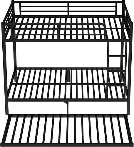 Miniatura 28 de Harper & Bright Designs Litera de metal completo sobre tamaño matrimonial para adultos, marco de cama de metal resistente con escalera y correas de