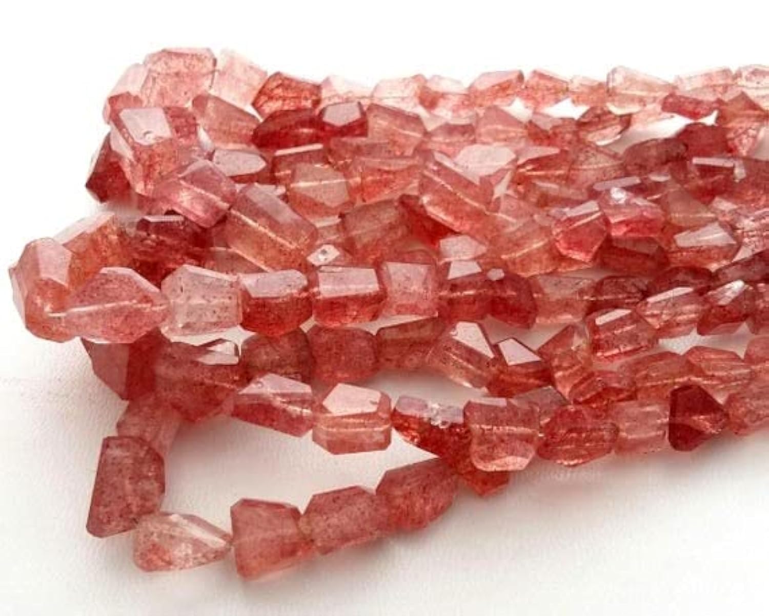 Quartz cerise pour création de bijoux d'été fil de pépites facettées 5-16mm LKBEADS
