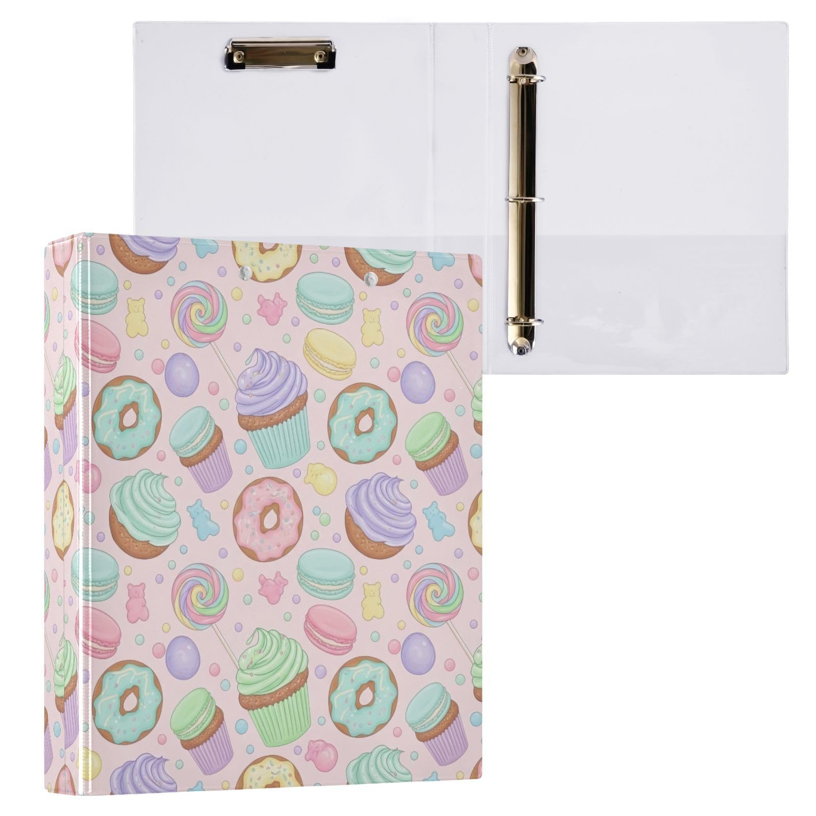 Carpeta colorida de tres anillos pastel, carpeta de anillos en D, paquete de 2 | Con portapapeles y bolsillos, para escuela, universidad, oficina