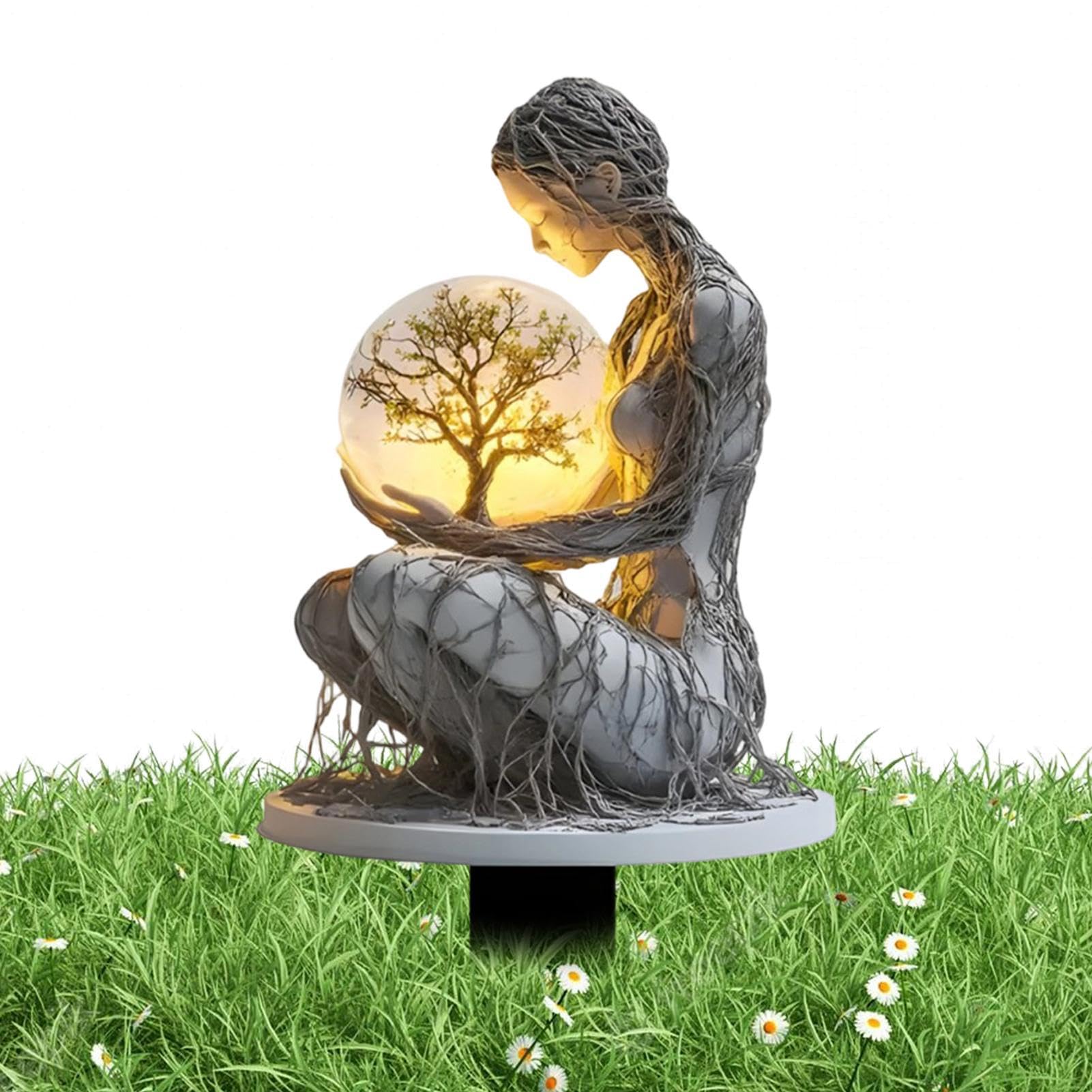 Goddess Statue Outdoor Garden Decor - 22x11.3cm 2D Acrylic Gaia Mother Earth Figurine For Yard & Patio | Artistic Goddess Sculpture For Flower Pots, Walkway & Porch