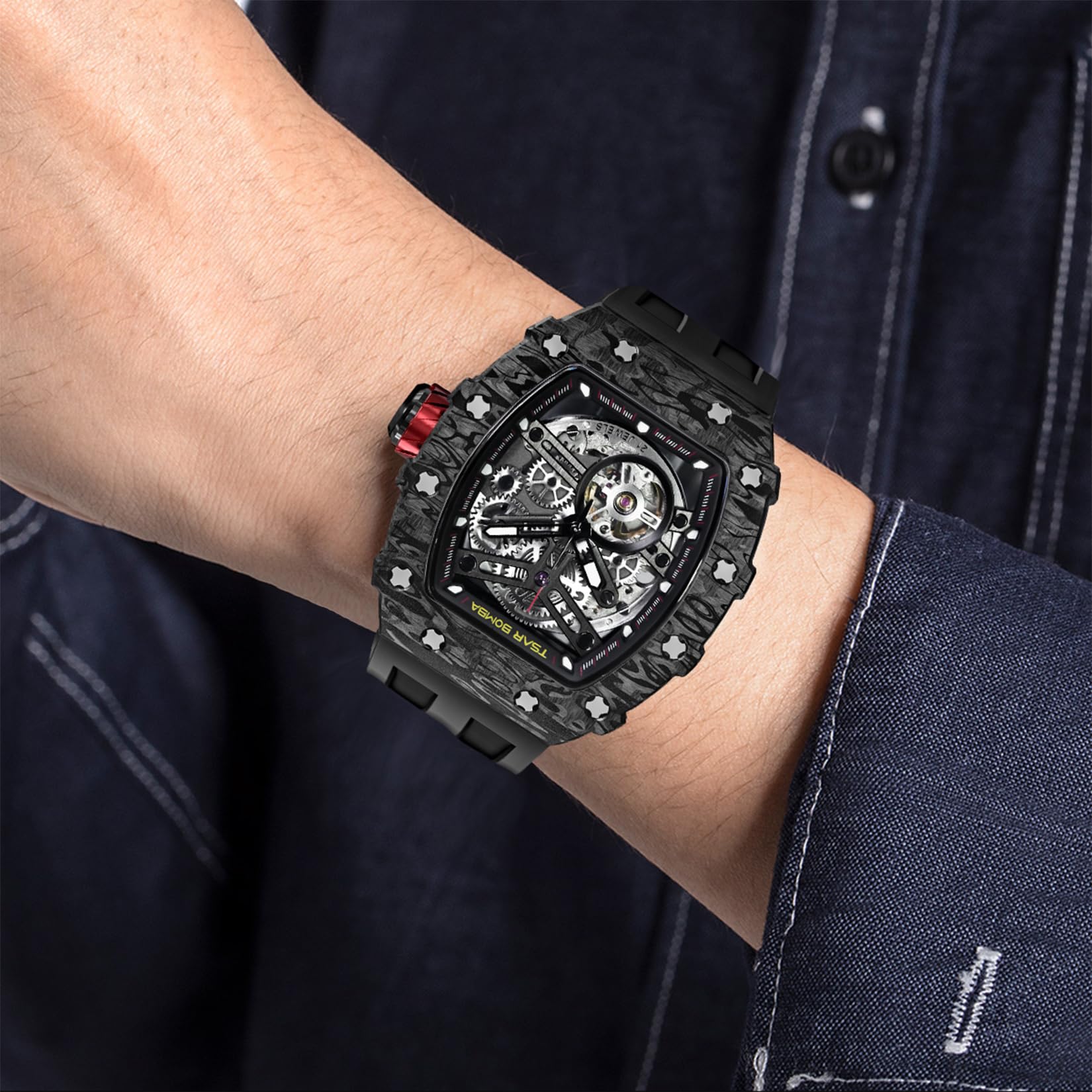 TSAR BOMBA Montres automatiques pour Homme Montre de Luxe pour Homme