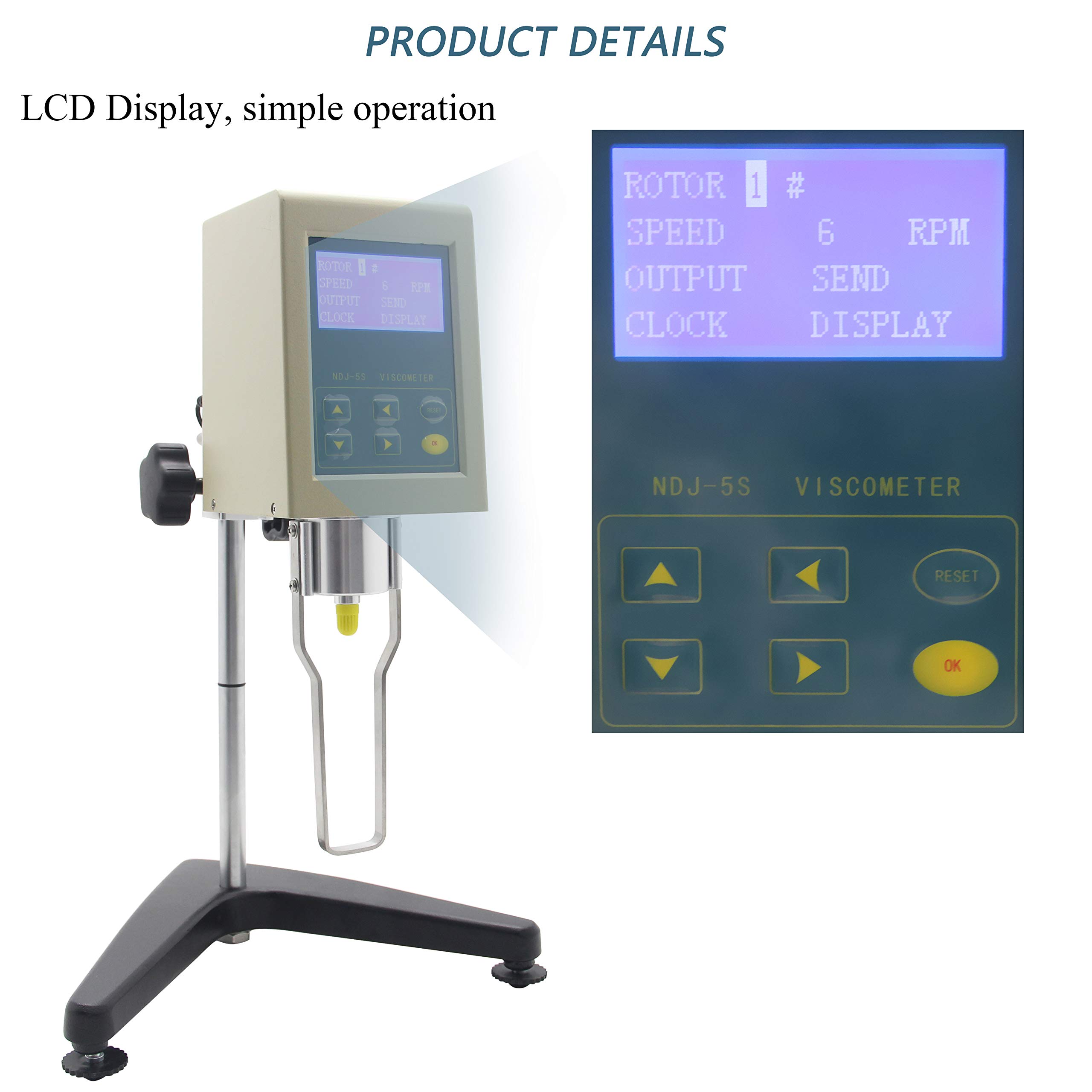 Medidor de fluido de viscosidad con visor giratorio de pantalla digital 220 V/110 V