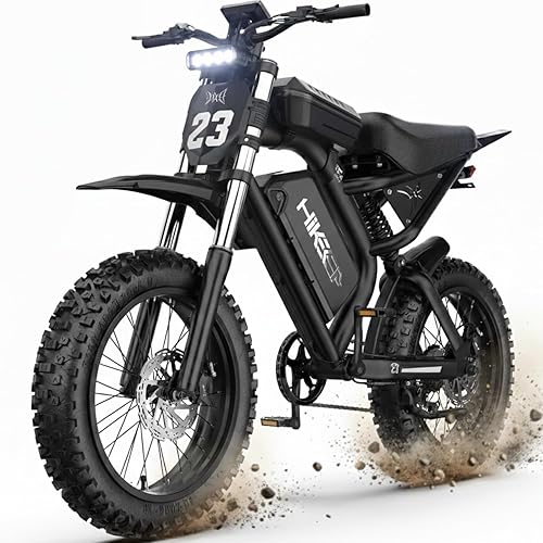 Electric Dirt Bike for Adults, 1500W/3000W Peak Ebike, 16"/20" Fat Tire All-Terrain E-Bike, Dual Suspension Off-Road Racing Machine for Camping & RV Travel, 48V/52V, UL 2849 Certified