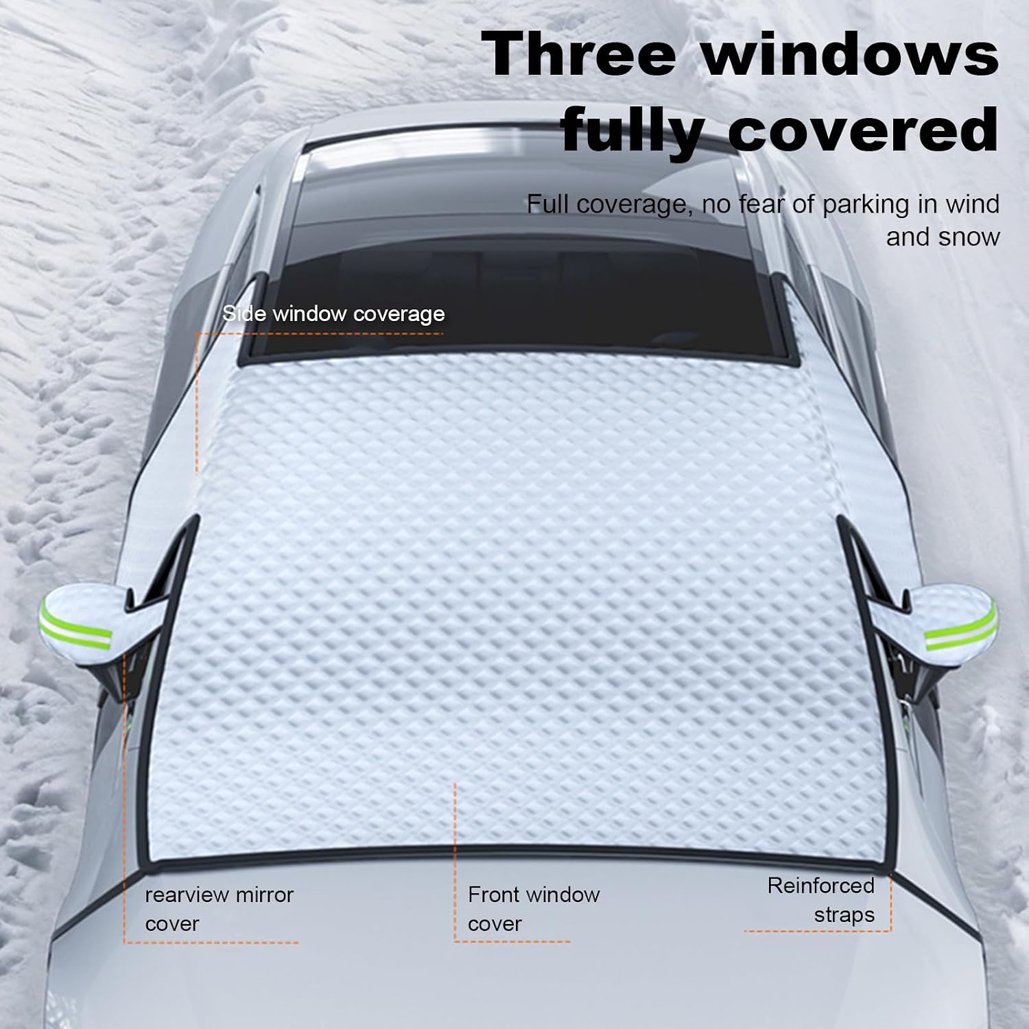 Car Windshield Cover for Snow and Ice, Frost and Snow Shield for Winter Weather with Side Window & Mirror Protector, Suitable for Genesis G70 2017-2025