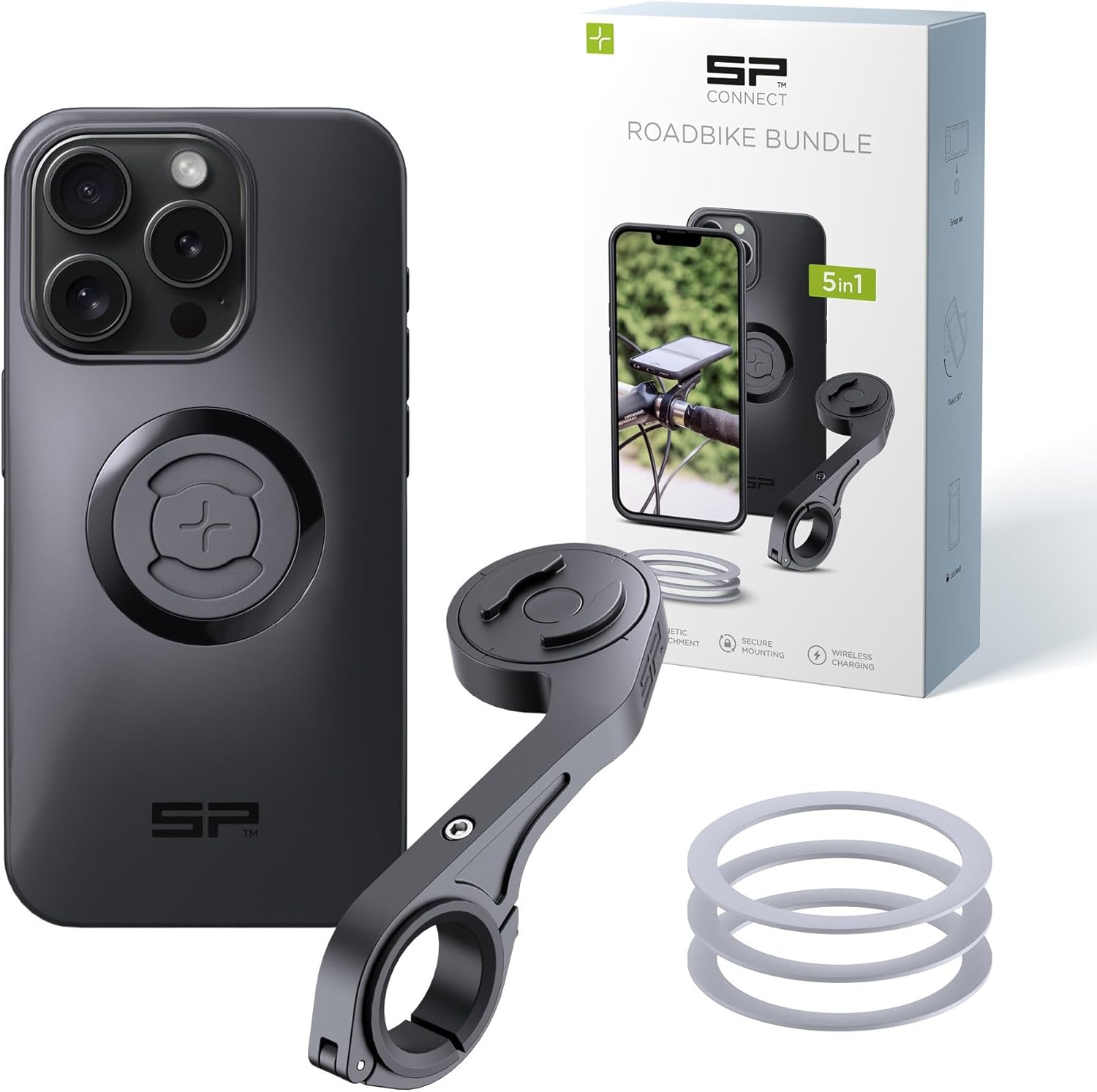 SP CONNECT Road Bike Bundle | SPC+ | Compatible with iPhone 15 Pro Black