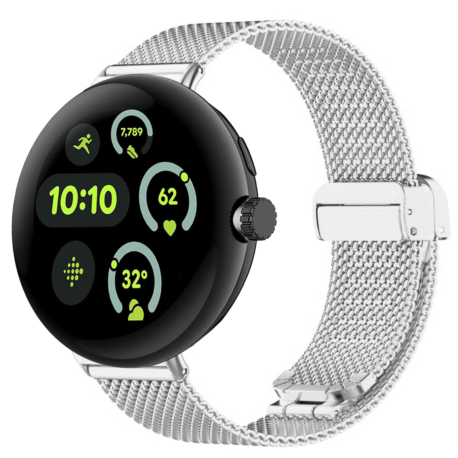Replacement Watch Band Compatible for Google Pixel Watch 4 /Pixel Watch 3, Magnetic Buckle Design, Breathable Stainless Steel Mesh Style Replacement