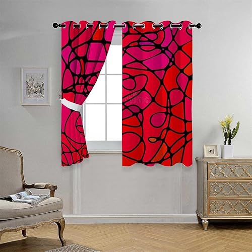 Miniatura 3 de Cortinas Blackout - Divisor de arte para decoración de mosaico rojo rosa roja para separación de habitaciones, 63 pulgadas de ancho por 80 pulgadas