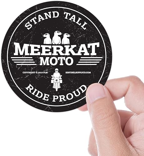 Meerkat Moto ADV Motorcyle Round Sticker, 3" Circle | Vinyl Decal for Adventure, Overland, Offroad Bikes