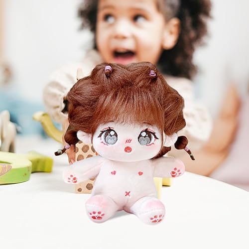 Miniatura 4 de CALEMBOU Muñeca de felpa de 7.9 in, bonita muñeca de algodón con esqueleto articulado, muñeca de peluche suave de anime, regalo coleccionable