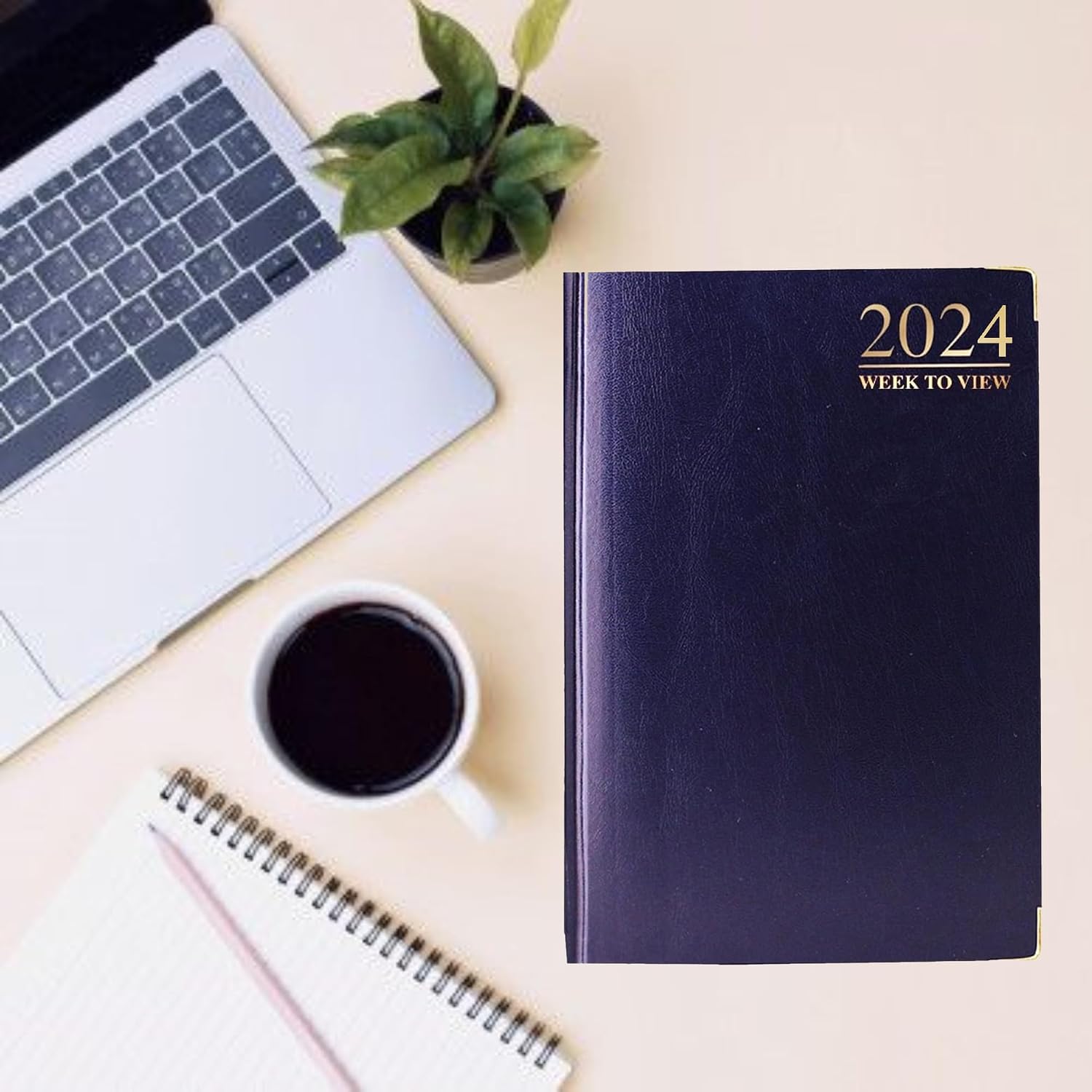 G4GADGET G4 2024 Blue A4 Week to View Diary Hardback Cover 80GSM Paper for Business Office & Home