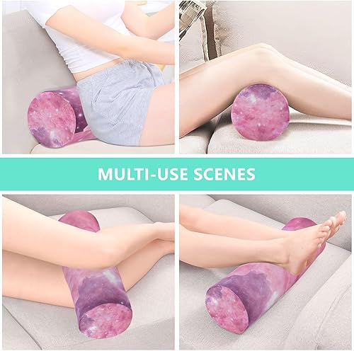 Miniatura 7 de Almohada cervical para aliviar el dolor de cuello, nubes rosas, rollo de cuello almohada de espuma viscoelástica, almohada cervical redonda para