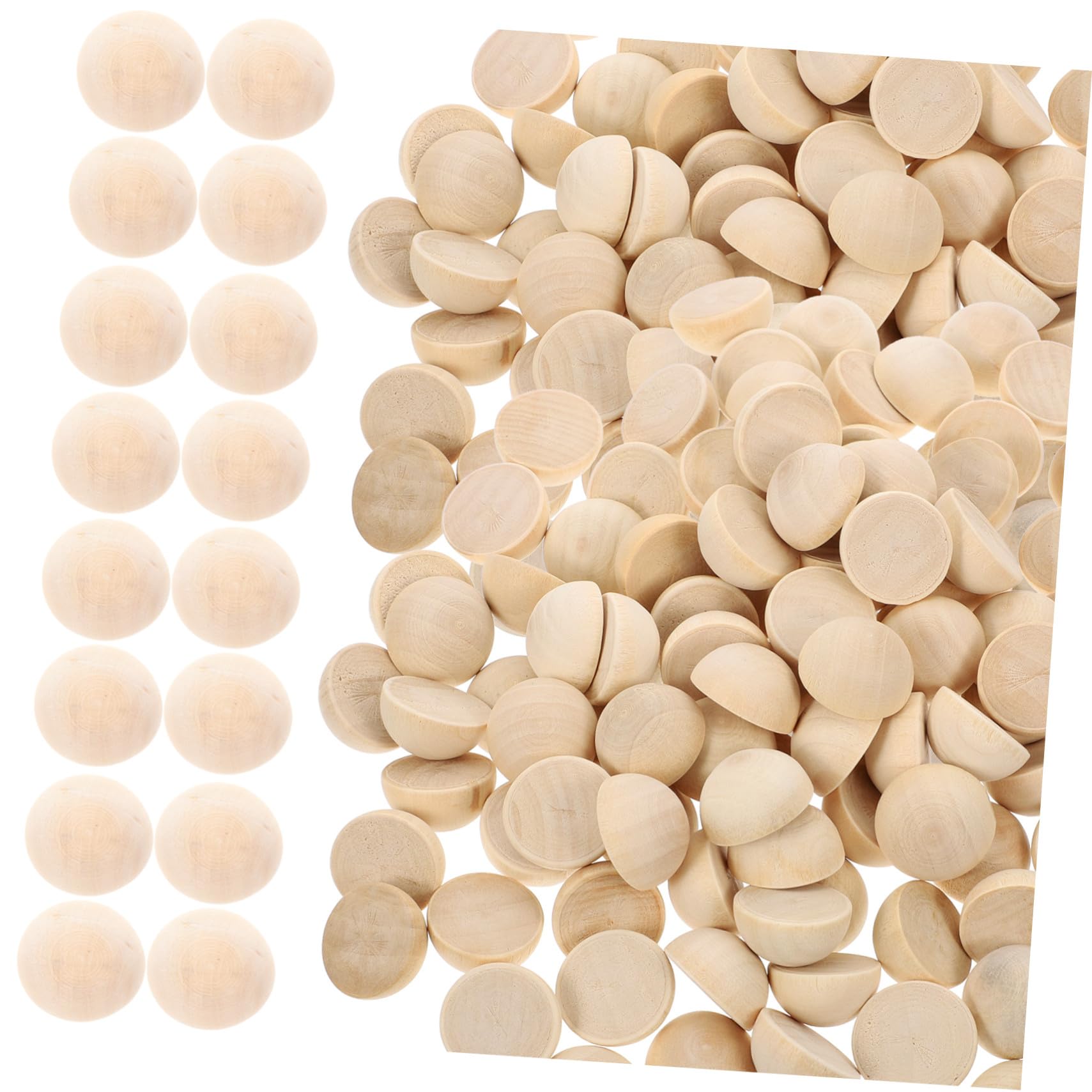 Bolas Semicirculares Medias Bolas de 20mm de Madera Natural 100 para Manualidades Piel Amable y Fáciles de Pintar para Regalos Hechos a Mano y Joyería