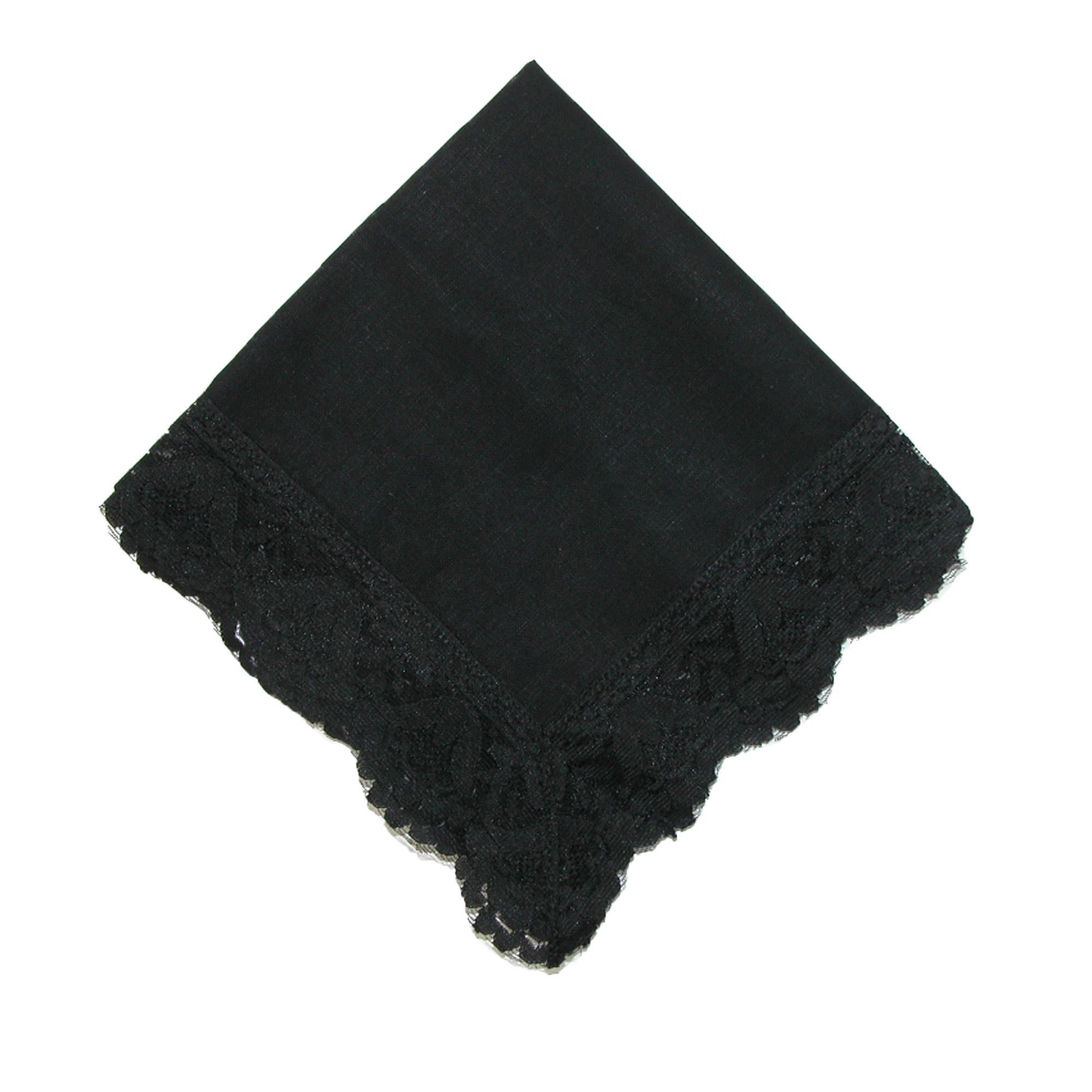 CTM Women's Twilight Beauty Black Lace Handkerchief, Black