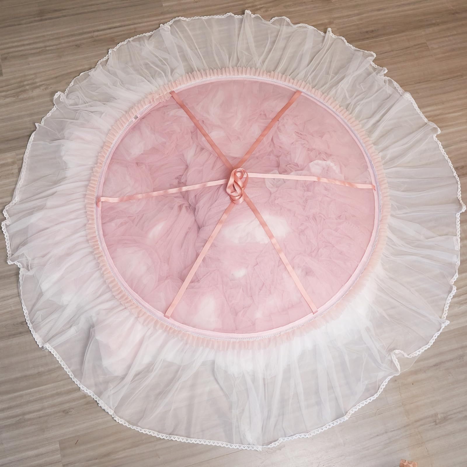 Prinzessinnen Bettvorhang für Zimmerdekoration von Mädchen oder Themenpartys, Eleganter Doppellagiger Betthimmel Moskitonetz Bett für Betten von Twin- bis King-Size, Pink