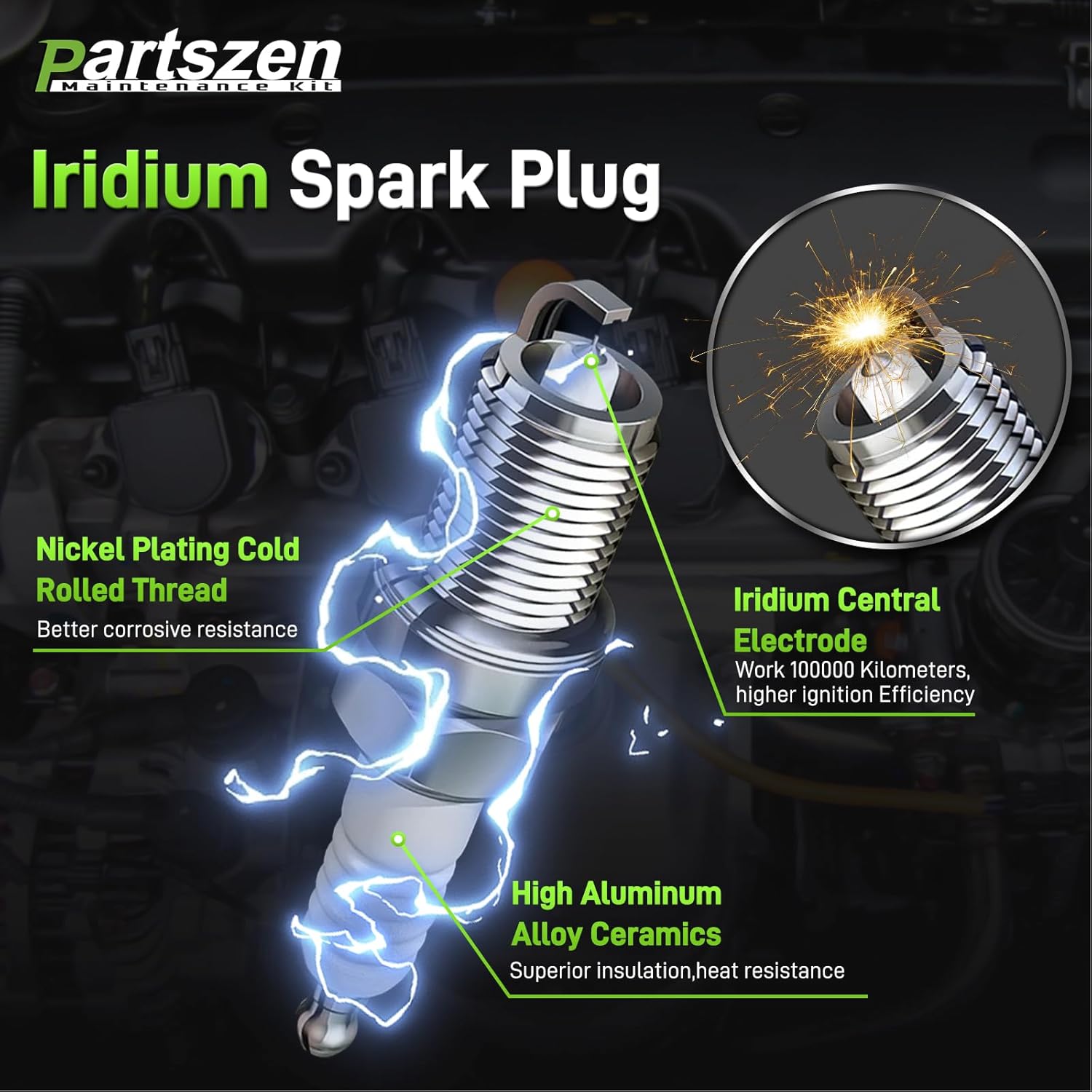 UF764 Ignition Coil 93175 Spark Plug Fit for Genesis G70 G80 G90 for Hyundai Sonata Tucson Santa Fe for Kia Sorento Sportage Stinger Optima 2.0L 2.4L