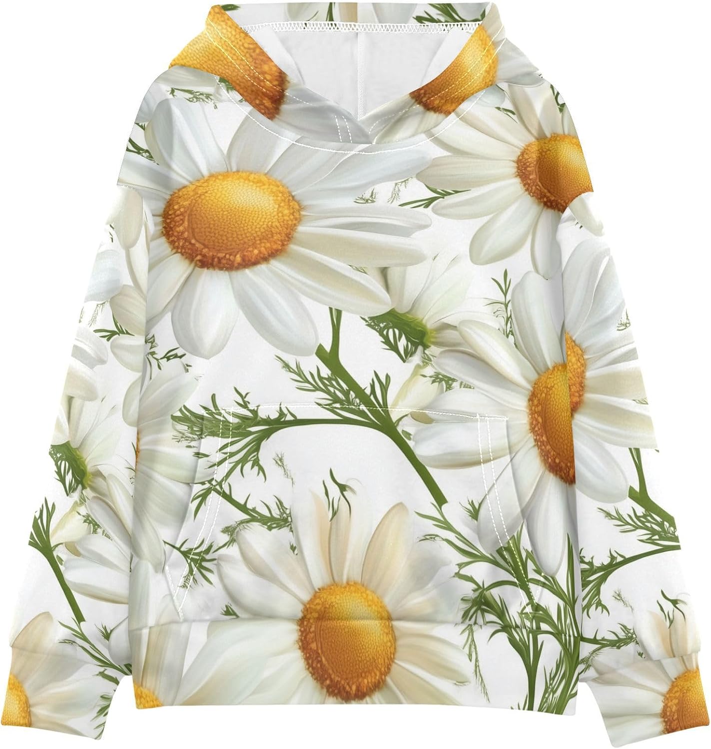 ZZXXB Daisy Flowers Kids Sweatshirts Boys Girls Hooded Kangaroo Pocket Pullover Tops XS-XXL