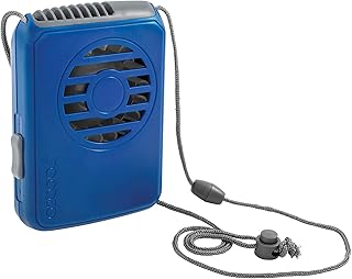 O2COOL Battery Powered Deluxe Necklace Fan For Personal Cooling With Adjustable Lanyard (Blue)