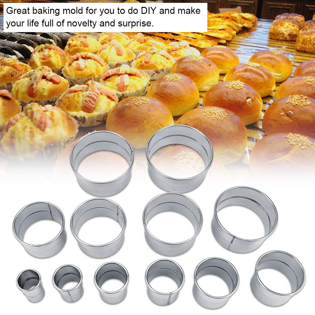 LIOUCBD Set di 5 stampi rotondi per torte, in acciaio inox, per