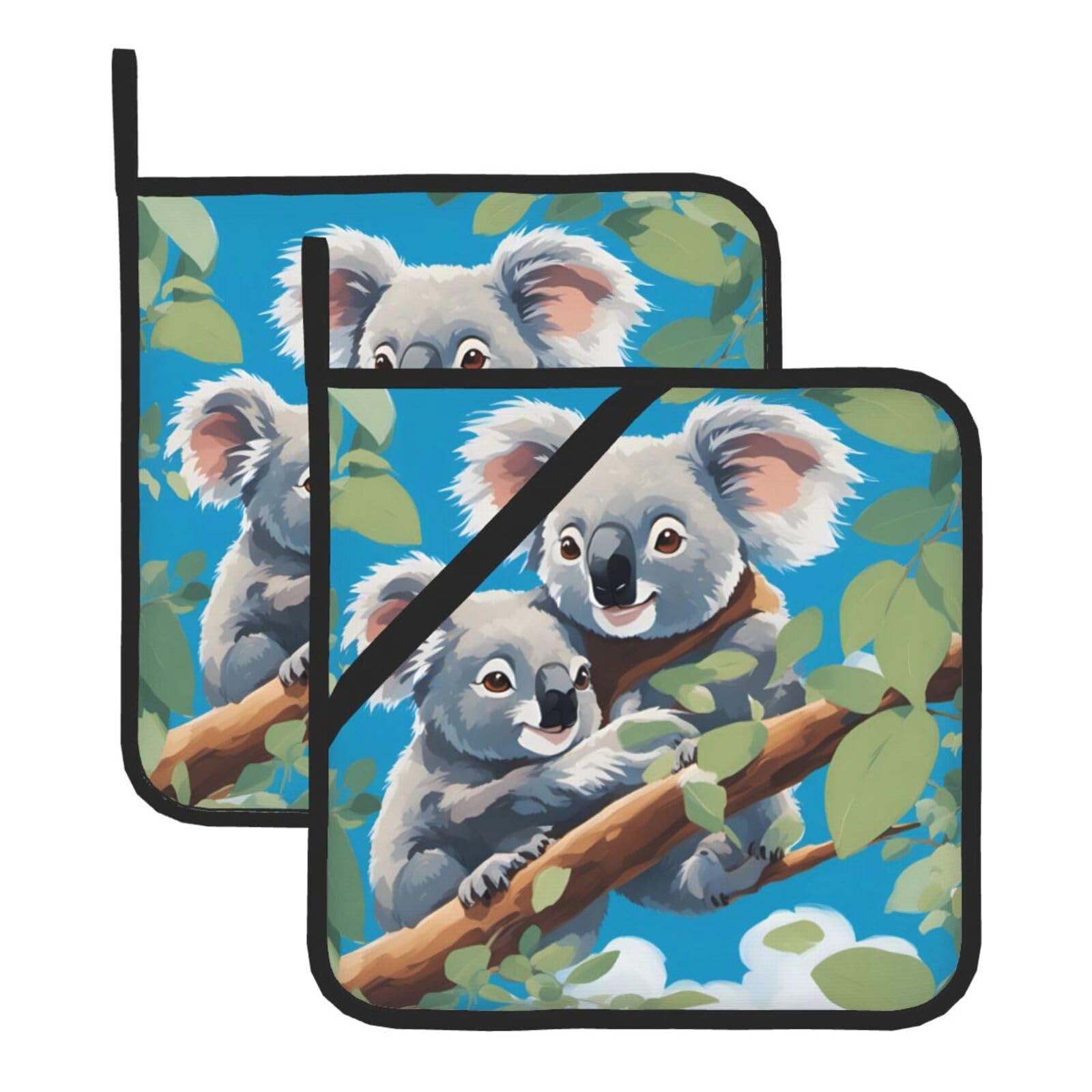 Two cute koalas Square Heat Resistant Trivet Set Thick and Durable for Baking Barbecue Cookware Oven