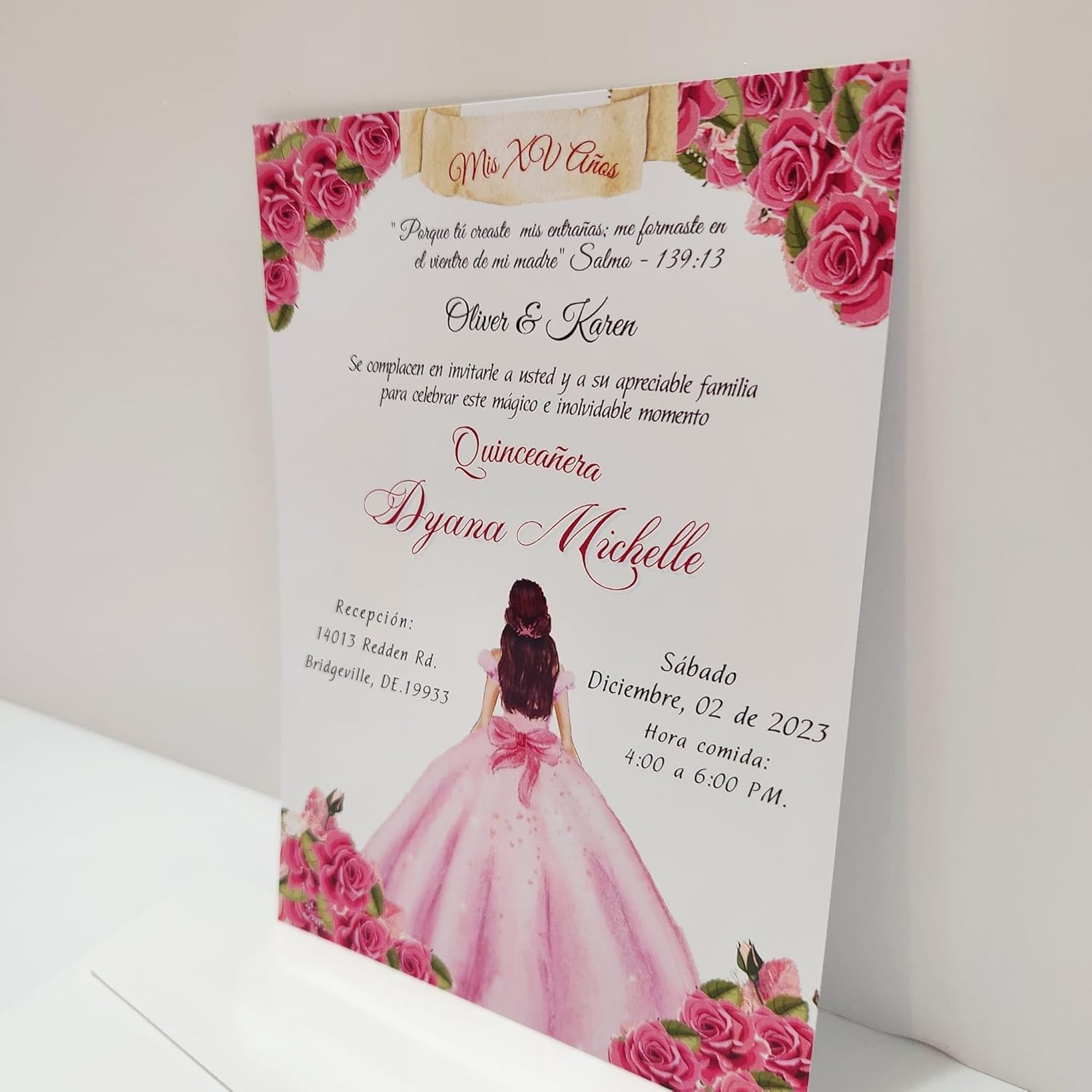 Invitaciones de Quinceañera Personalizadas en Español – Set de 20 Tarjetas con 20 Sobres – Diseño Elegante para XV Años (Rosado)