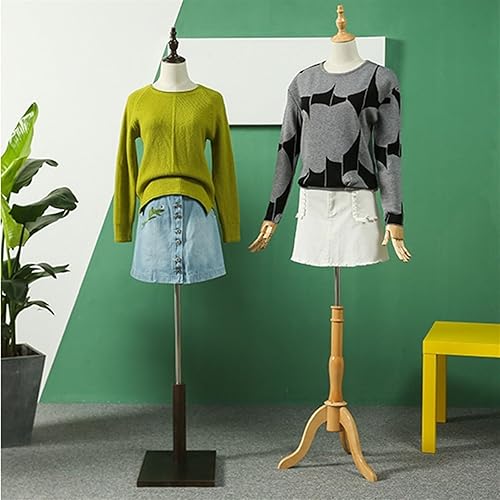 Miniatura 2 de Forma de vestido femenino con soporte de trípode de madera, altura ajustable de 47.2 a 82.6 pulgadas, maniquí de sastres de torso simulado para