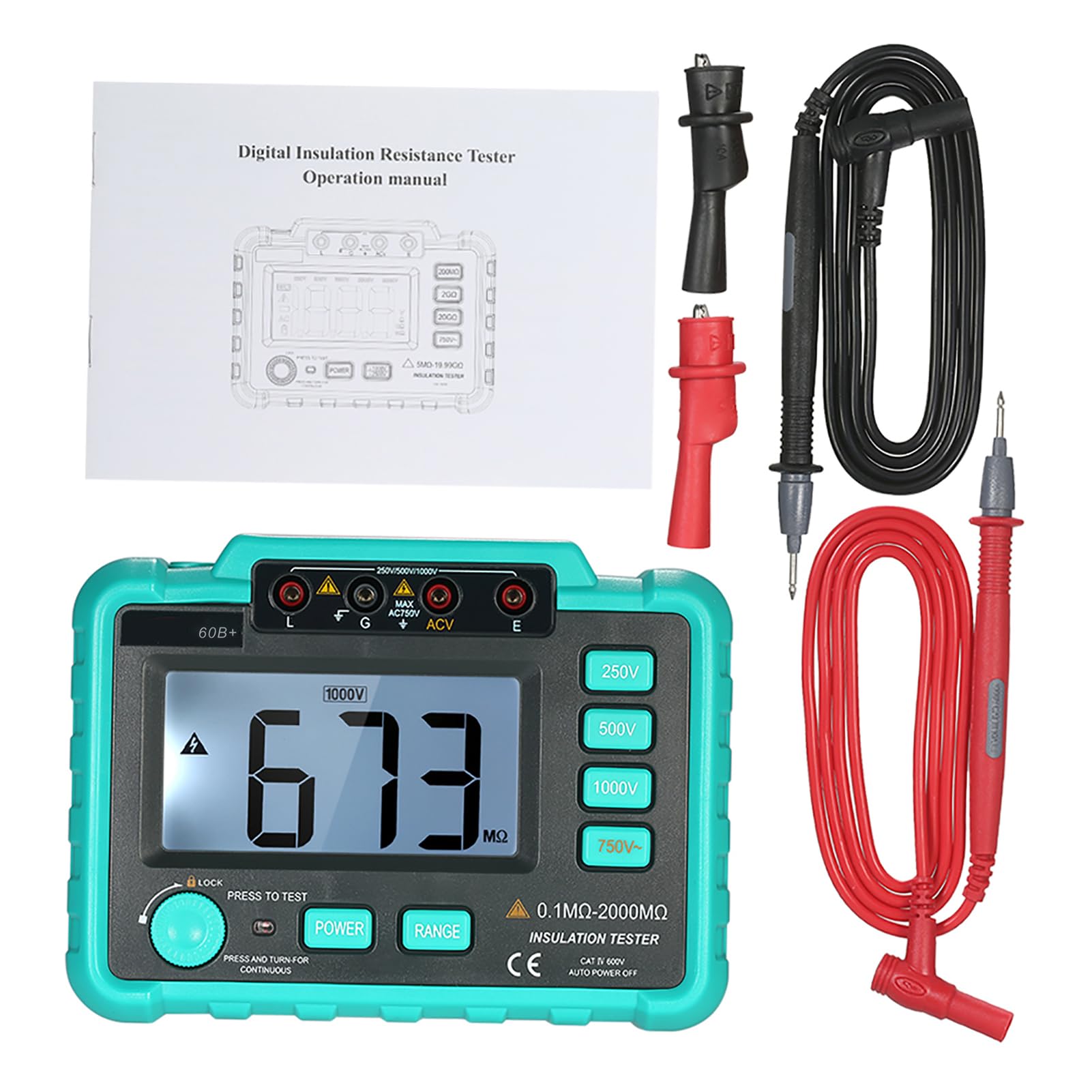 HUIOP VC60B tester rezystancji LCD cyfrowy tester rezystancji izolacji megahm metr megaomierz DC250V/500 V/1000 V AC750V