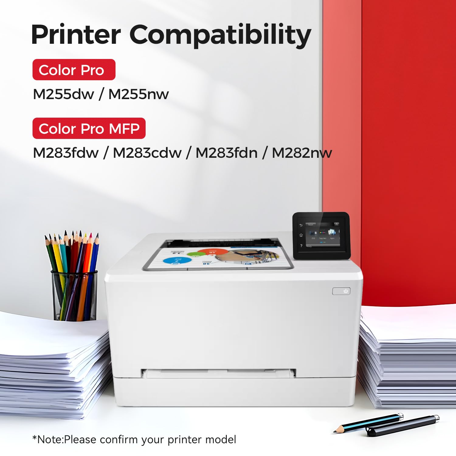 206X Toner Cartridge Set 4-Pack Printer High Yield Replacement for HP 206X W2110X W2111X W2112X W2113X Compatible for HP Color Laserjet Pro MFP M283cdw M283fdn M283fdw M282nw M255dw M255nw Ink Black