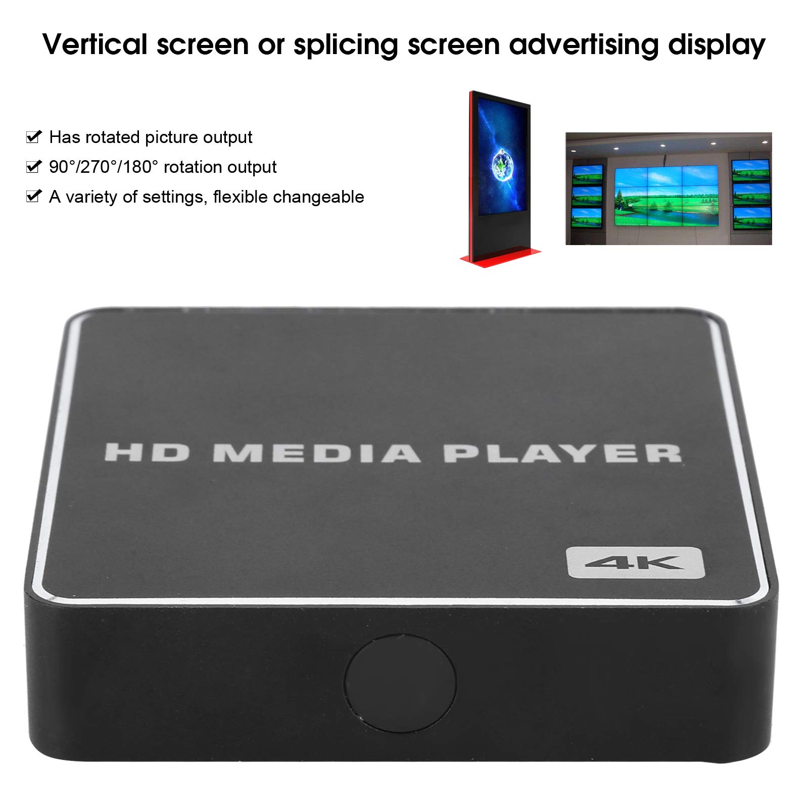 Lettore multimediale 4K con Telecomando, Lettore MP4 Digitale Portatile Mini 1080P Full-HD Ultra Media Player, Supporto HDMI, AV, HDR, Orizzontale, per Video, Foto, Musica(Me)