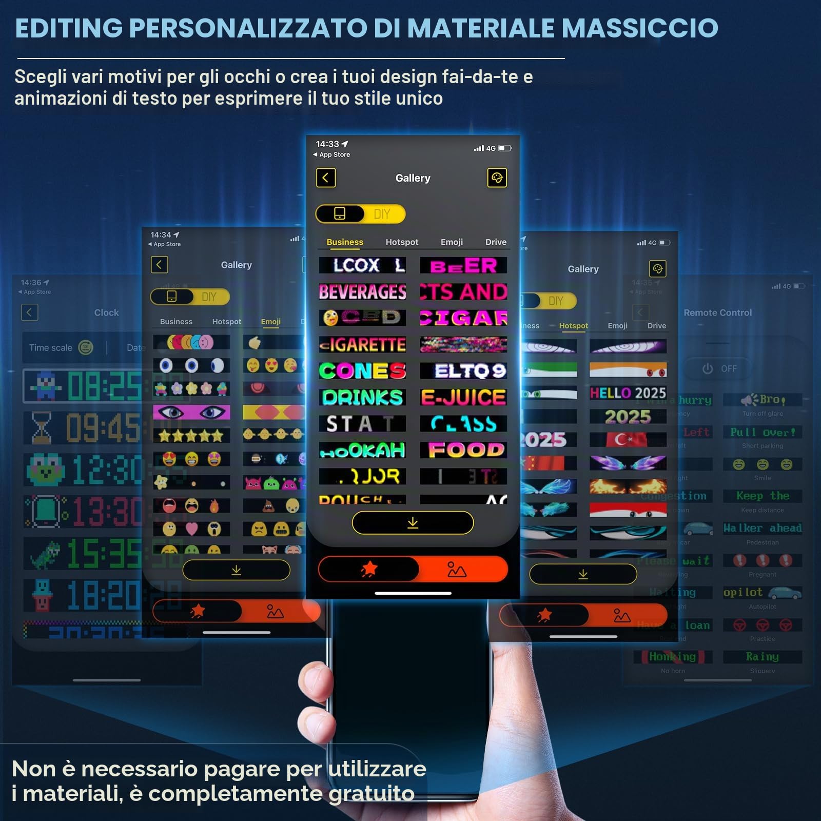 2 Pezzi Occhi LED Flessibili per Auto, 37,3 cm Occhi del Diavolo LED, Display LED Programmabile con App e Telecomando, per Parabrezza Auto, Camion, Bar, Negozio