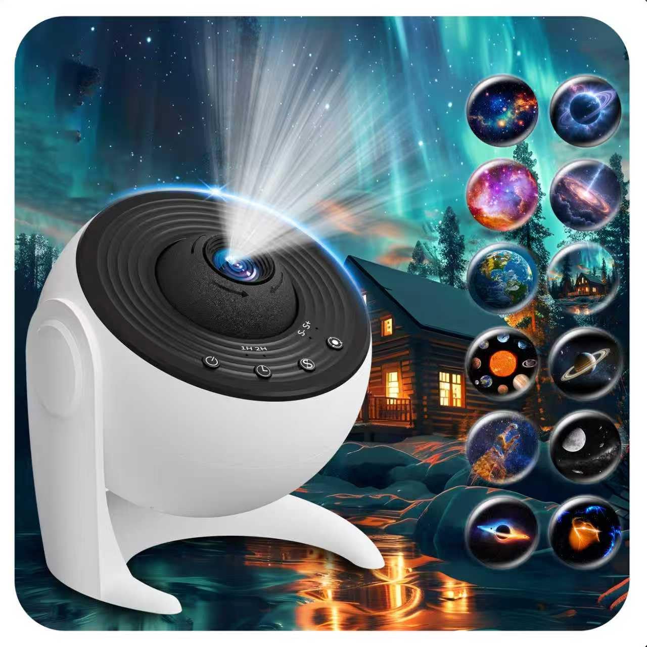 FlyLily Led Sternenhimmel Projektor Kinder, 13 in 1 Home Zimmerplanetarium, Deckenprojektor mit Timer, 360° Drehbare, Sternenhimmel Galaxy Projektor Lampe für Kinder, Party, Weihnachten, Weiß