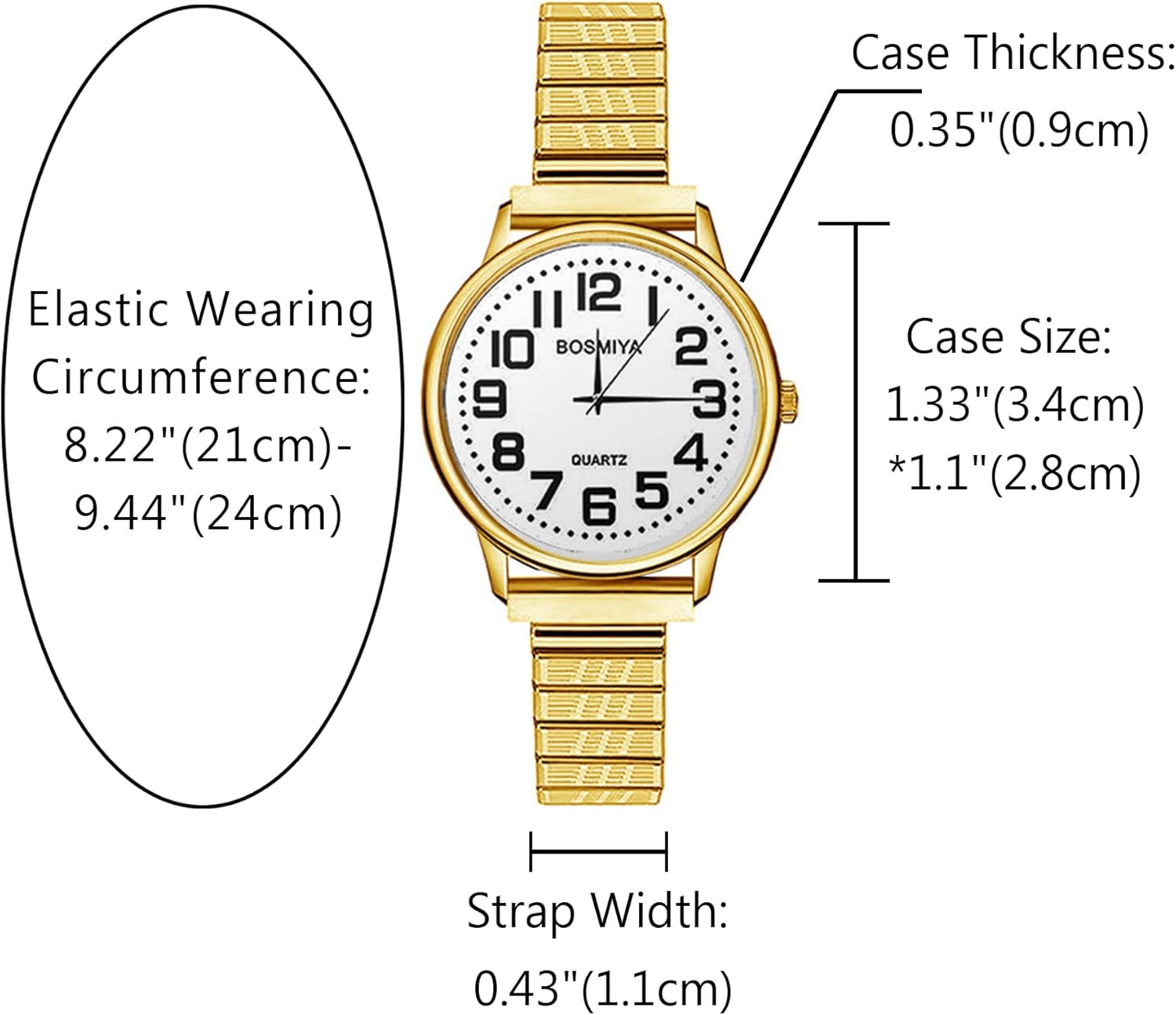 JewelryWe Women's Elastic Watch Easy Reader Analog Quartz Stretch Band Wristwatch for Valentine's Day - Image 5