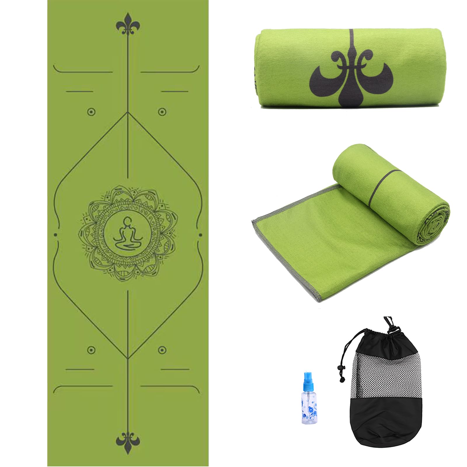 Eunzel Yoga Towel,Hot Yoga Mat Towel - Sweat Absorbent Non-Slip for Hot Yoga, Pilates and Workout 24" x72(Avocado Green)