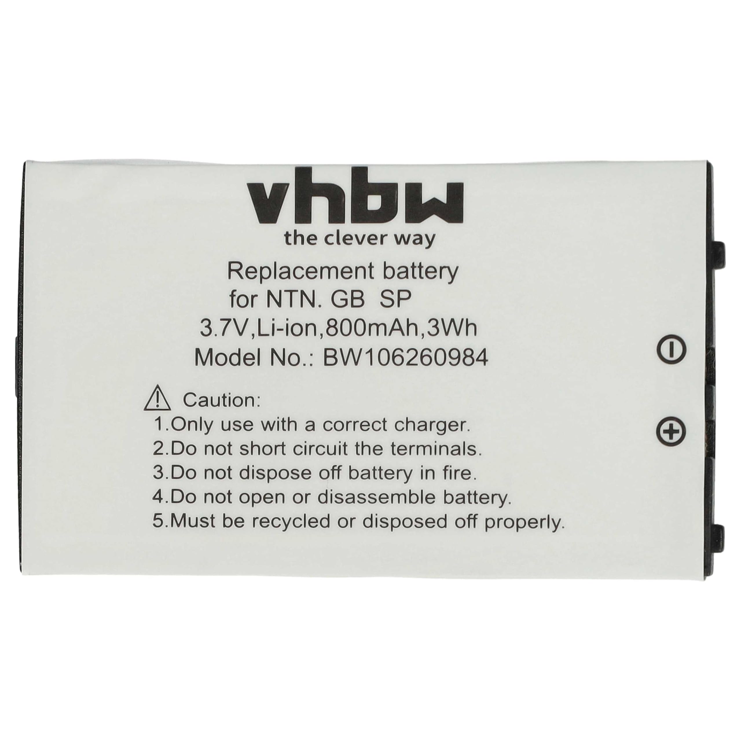 vhbw Batería Compatible con Nintendo Gameboy Advance SP (GBA SP) / Special AGS-001, AGS-101, AGS-003 - reemplaza Sam-SPRBP (Li-Ion, 800mAh, 3.7V)