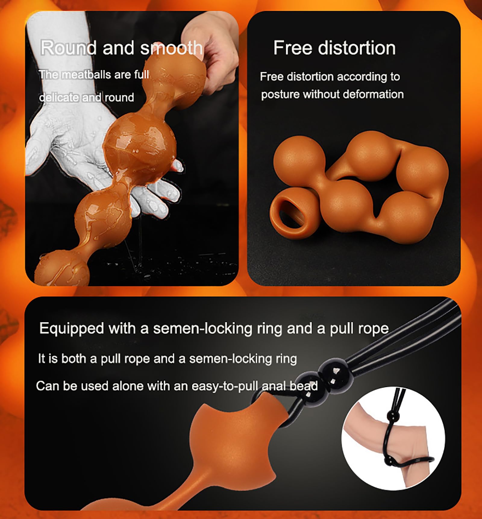 Silikon Analplug Analkugeln + Sperma Lock Ring Analkette 5 GrößEn Zur Auswahl Anal Butt Plug Trainer Analdildo Analdilatator Masturbation Analsexspielzeuge MäNnliche Und Weibliche Paare (L)